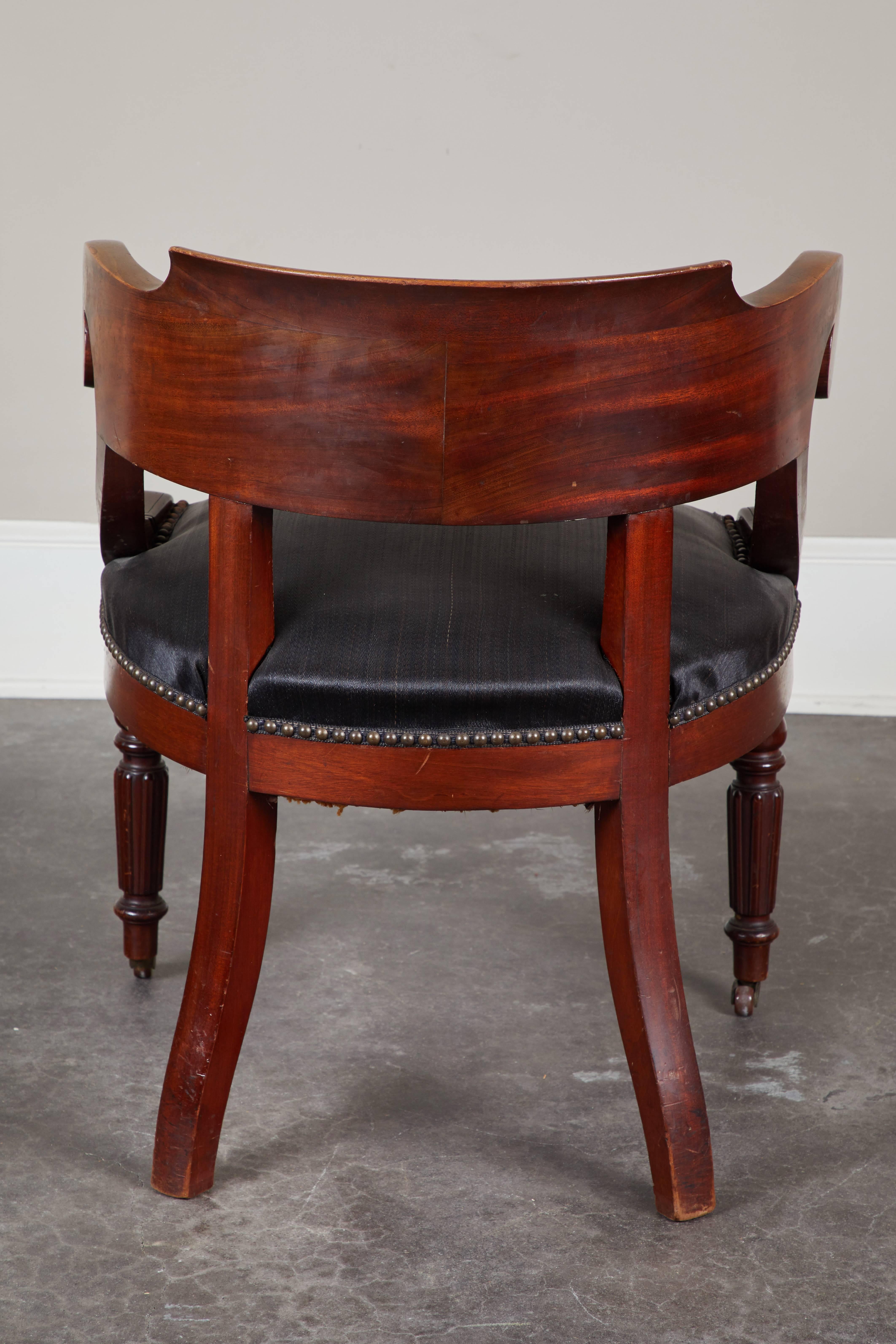Pair of 19th Century Swedish Mahogany Armchairs with Horsehair Upholstery 4