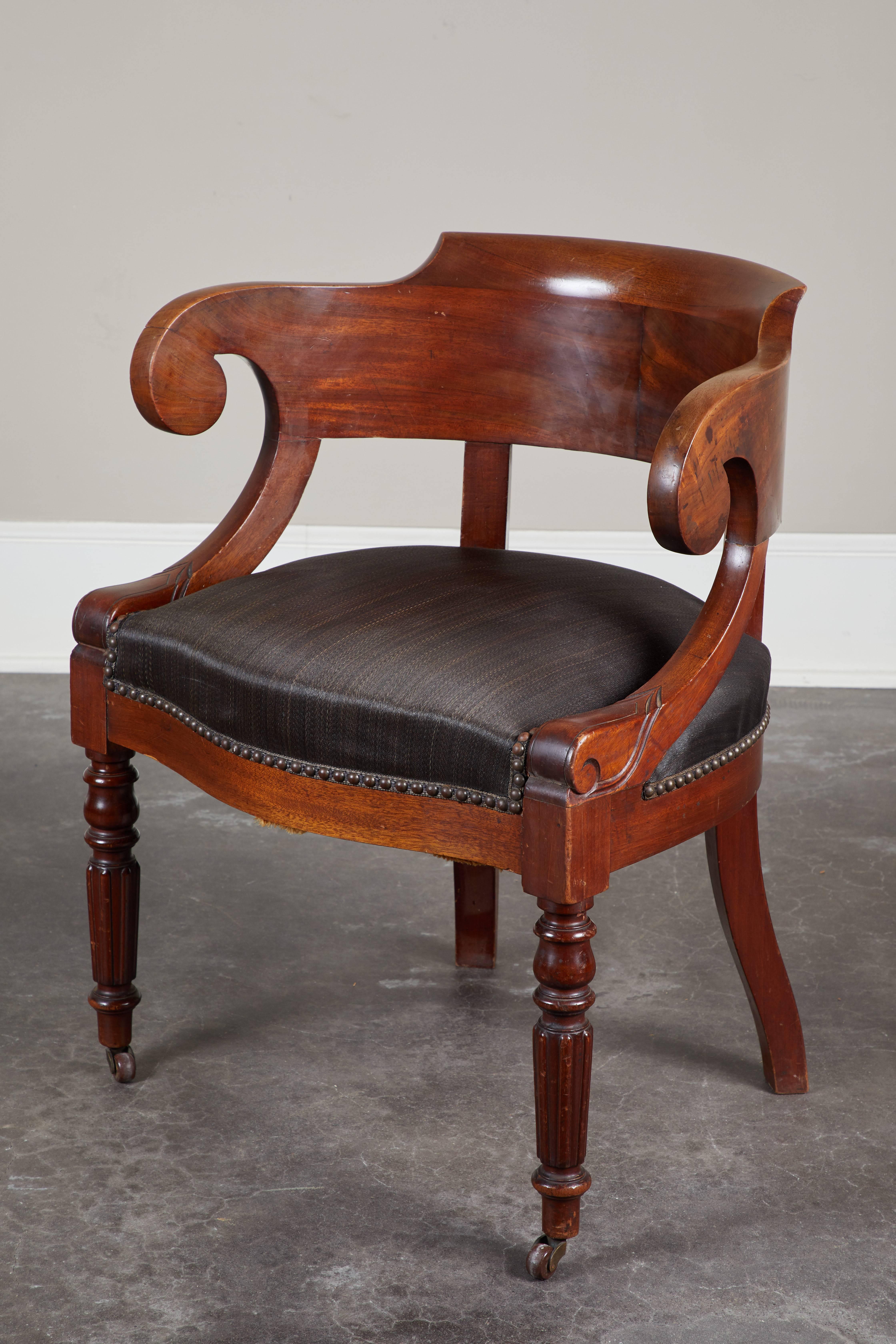 Pair of 19th Century Swedish Mahogany Armchairs with Horsehair Upholstery 5