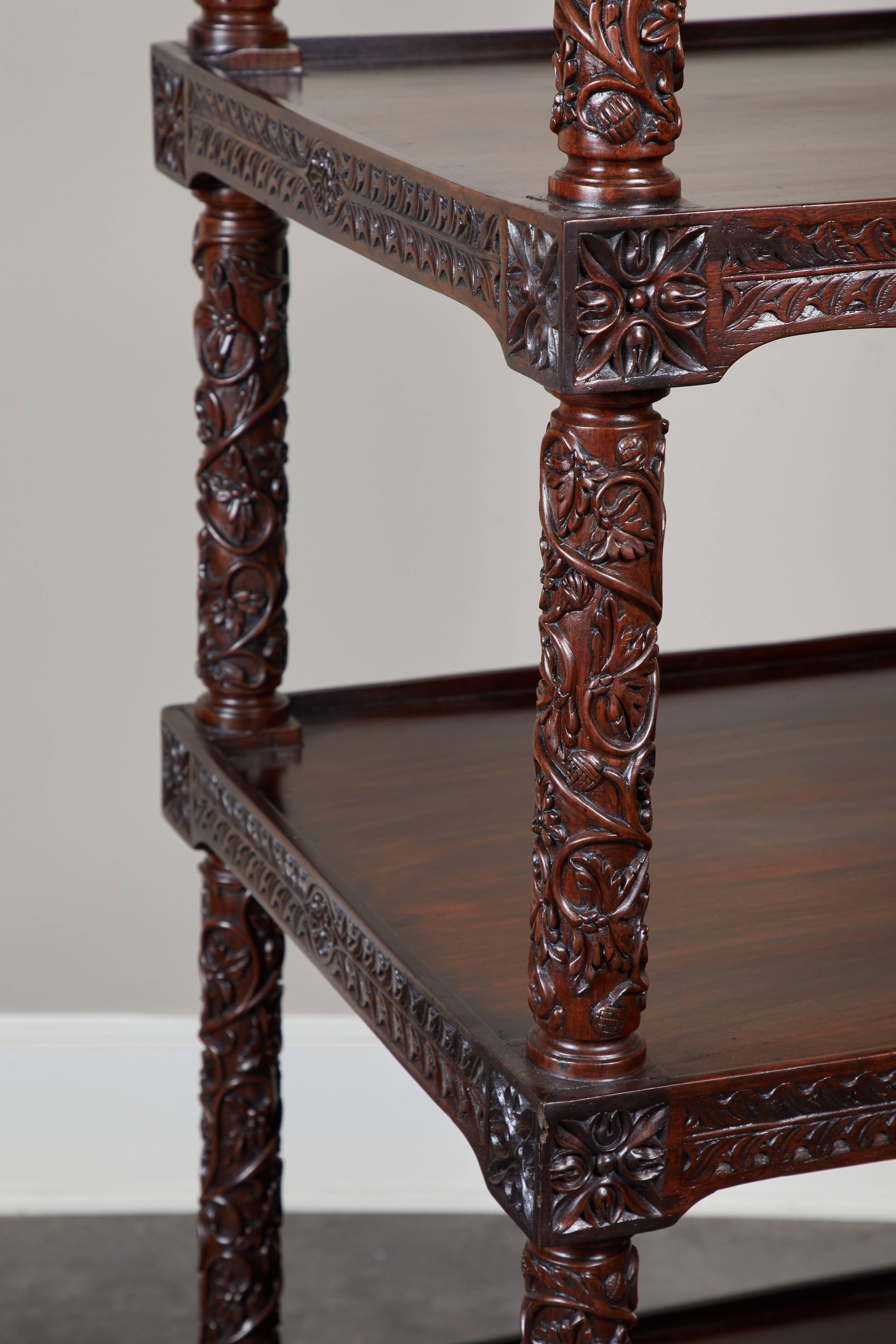 19th Century Four-Tiered Rosewood Carved Etagere 3
