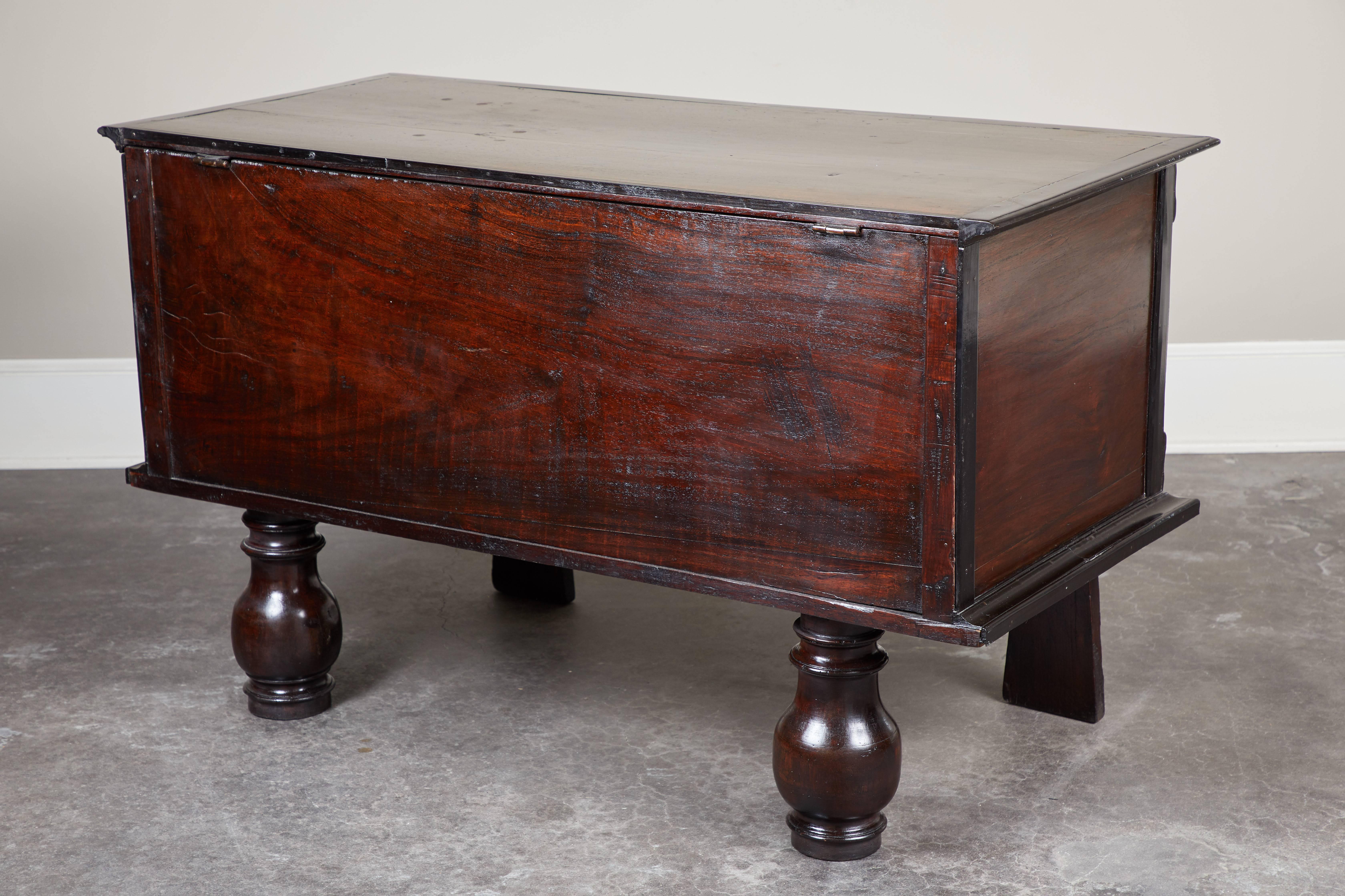 19th Century British Colonial Jakwood and Ebony Trunk 3