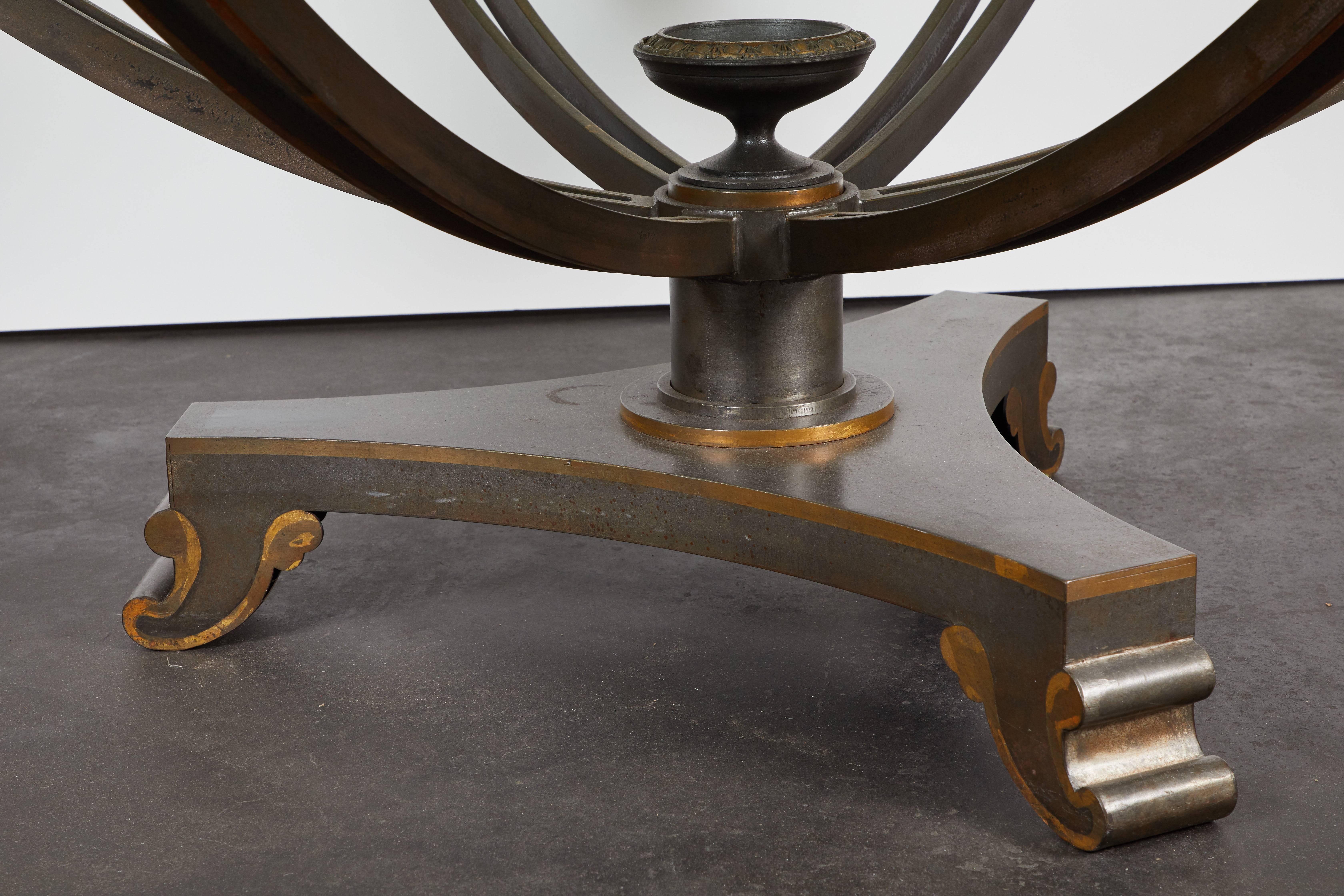 American Mid-20th Century Neoclassical Style Bronze Table with Glass Top