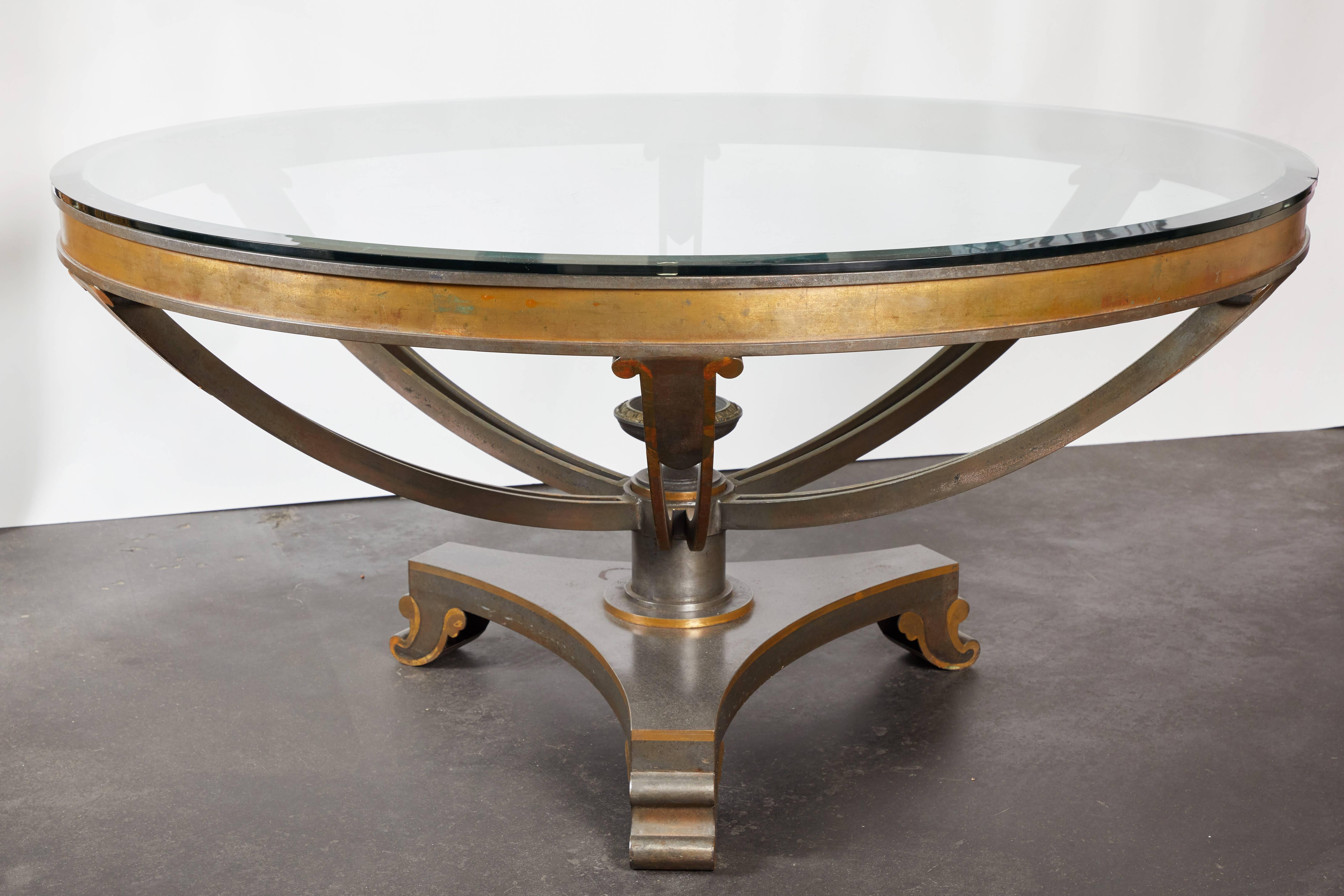 Mid-20th Century Neoclassical Style Bronze Table with Glass Top 2