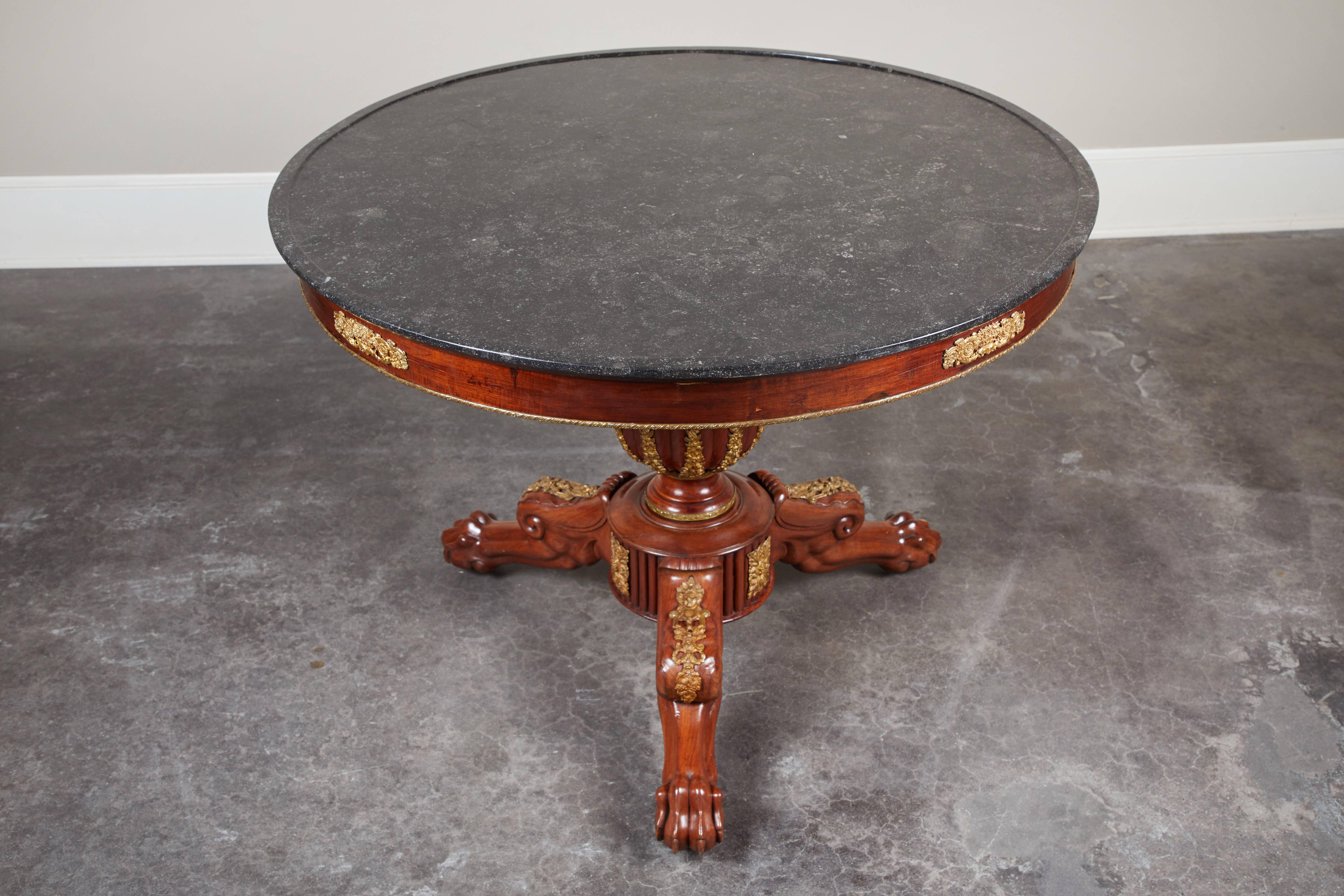Early 19th Century French Empire Mahogany Pedestal Table with Ormolu 1