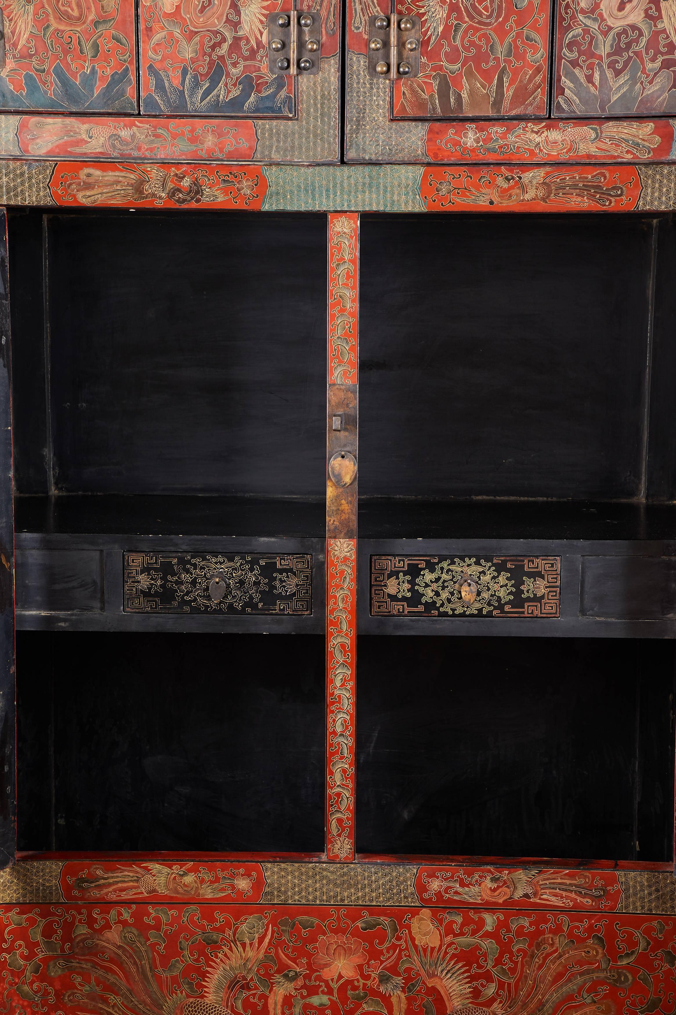Pair of 20th Century Chinese Coromandel Cabinets with Hat Cabinets 2