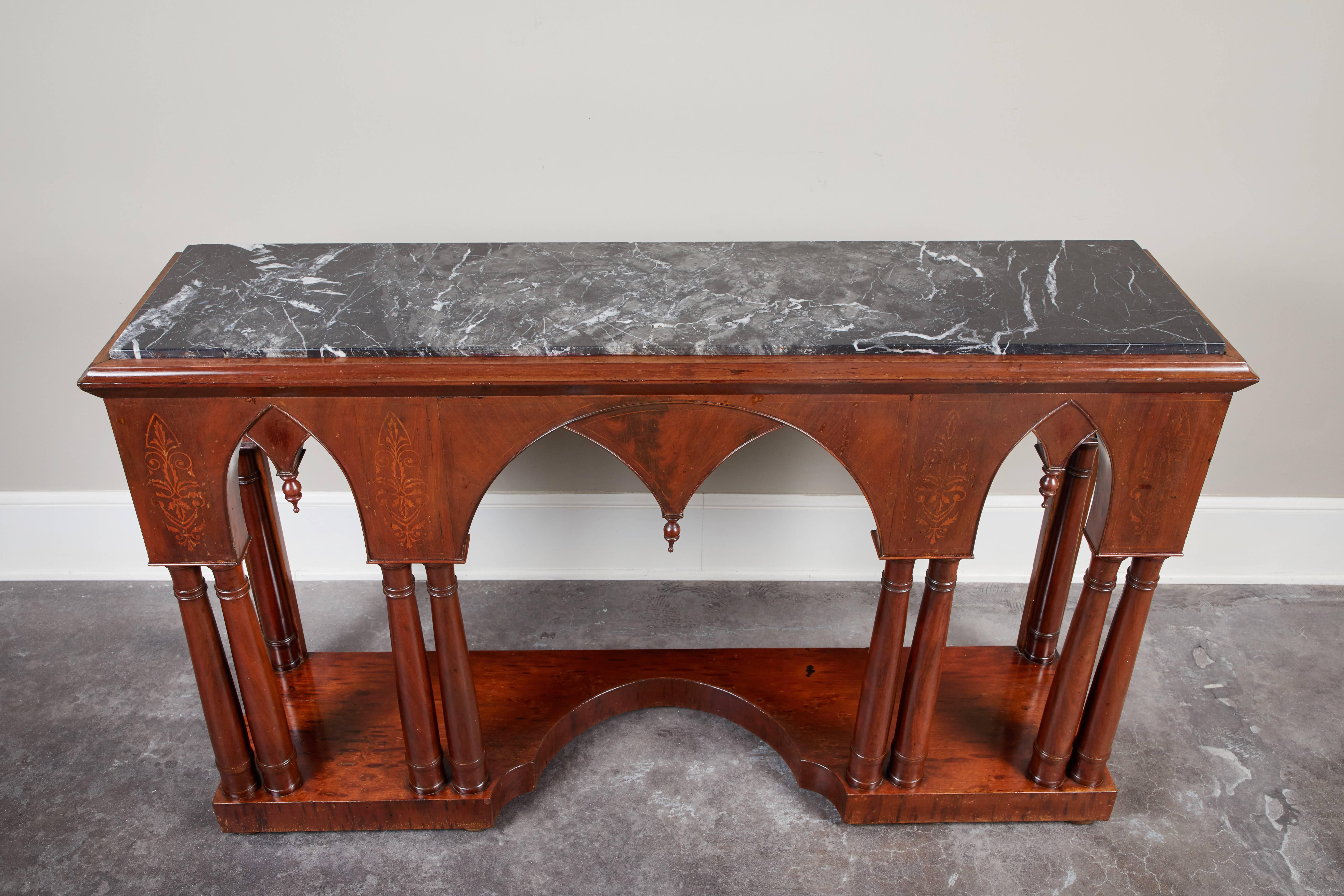 Marble Early 19th Century French Charles X Mahogany Console