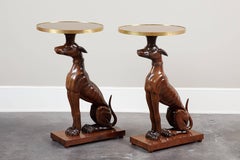 Pair of 19th Century Italian Mahogany Greyhound Dog Side Tables