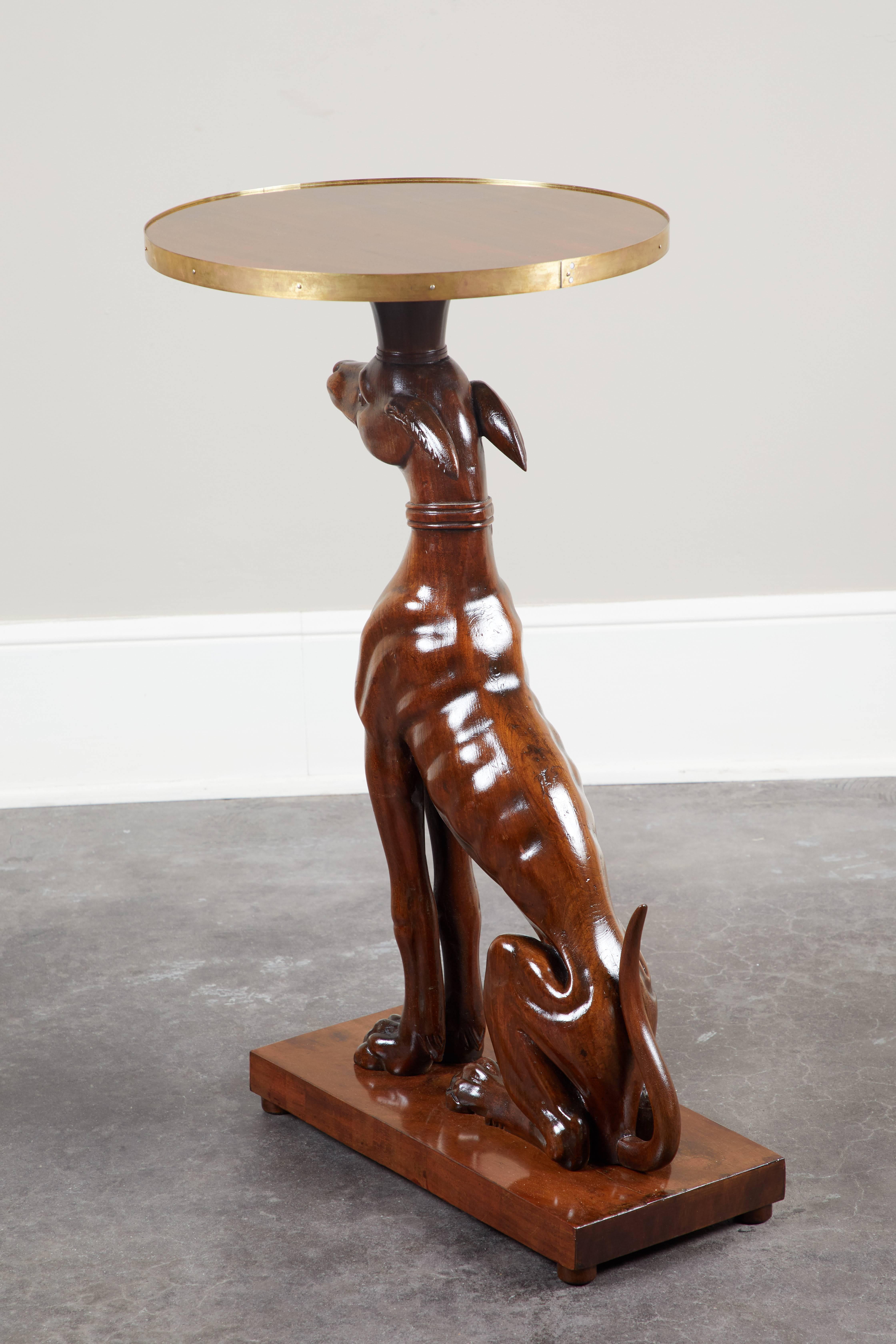 Pair of 19th Century Italian Mahogany Greyhound Dog Side Tables In Good Condition In San Marino, CA