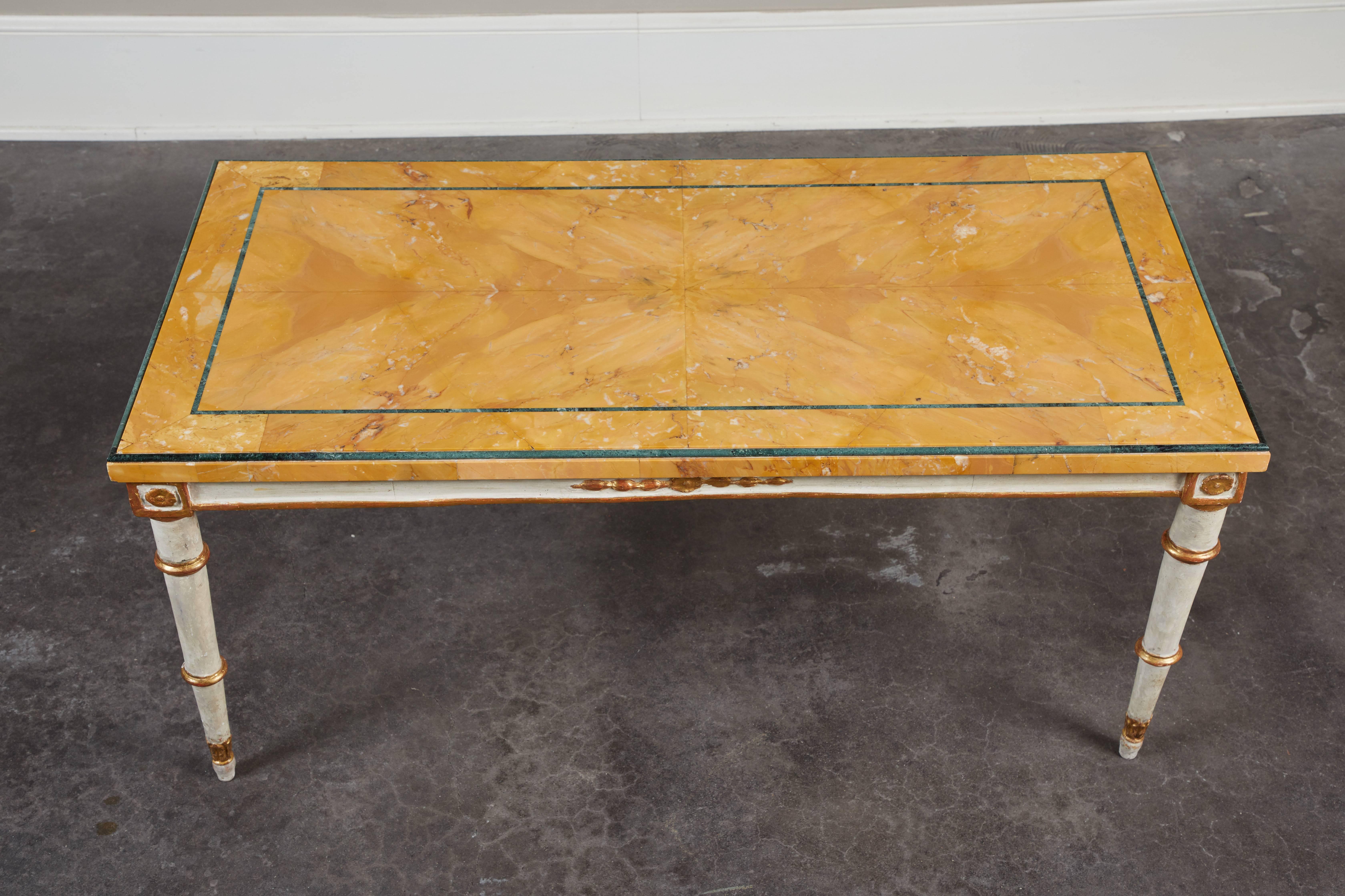 Swedish 19th Century Marble and Pine Low Coffee Table