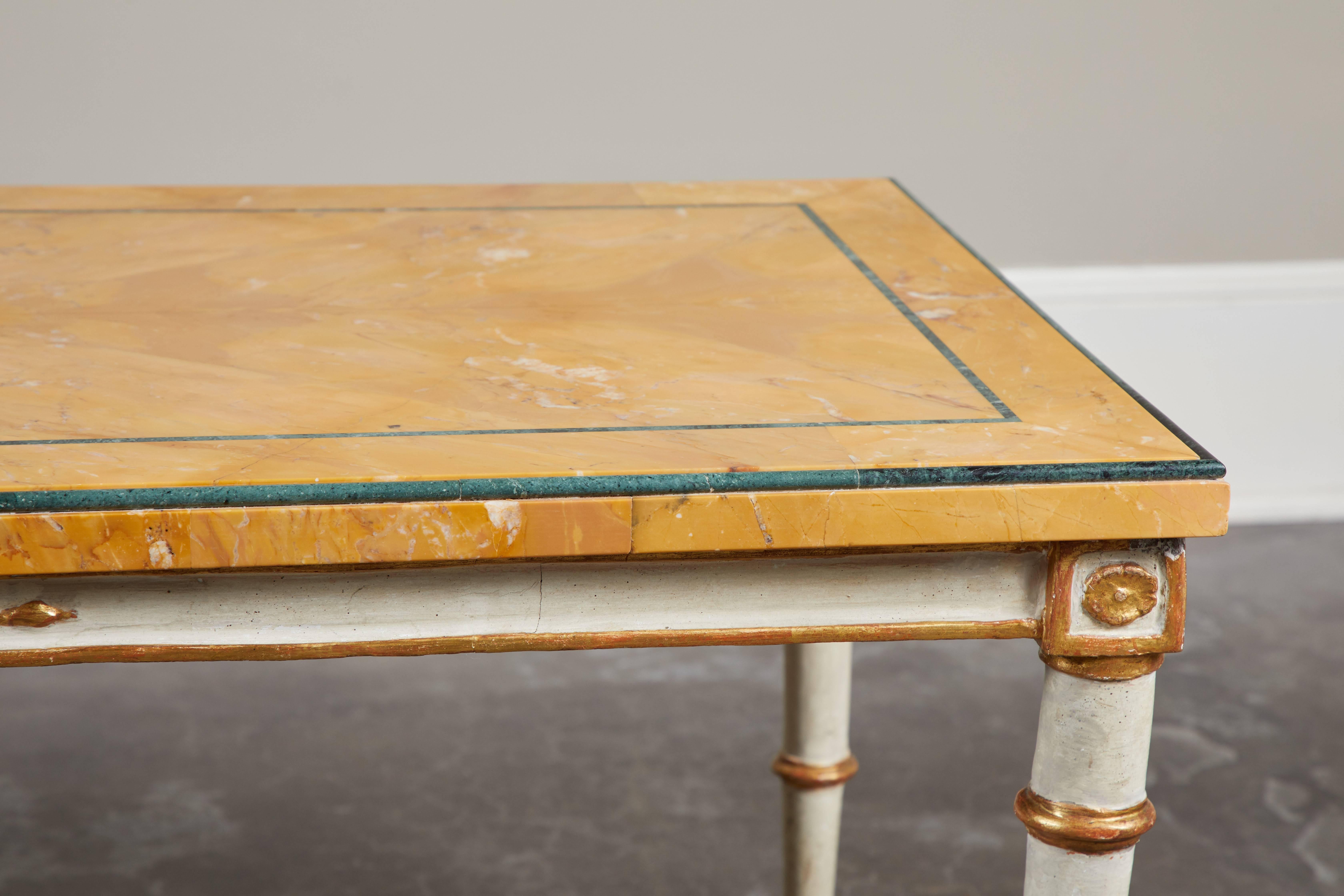 19th Century Marble and Pine Low Coffee Table 1