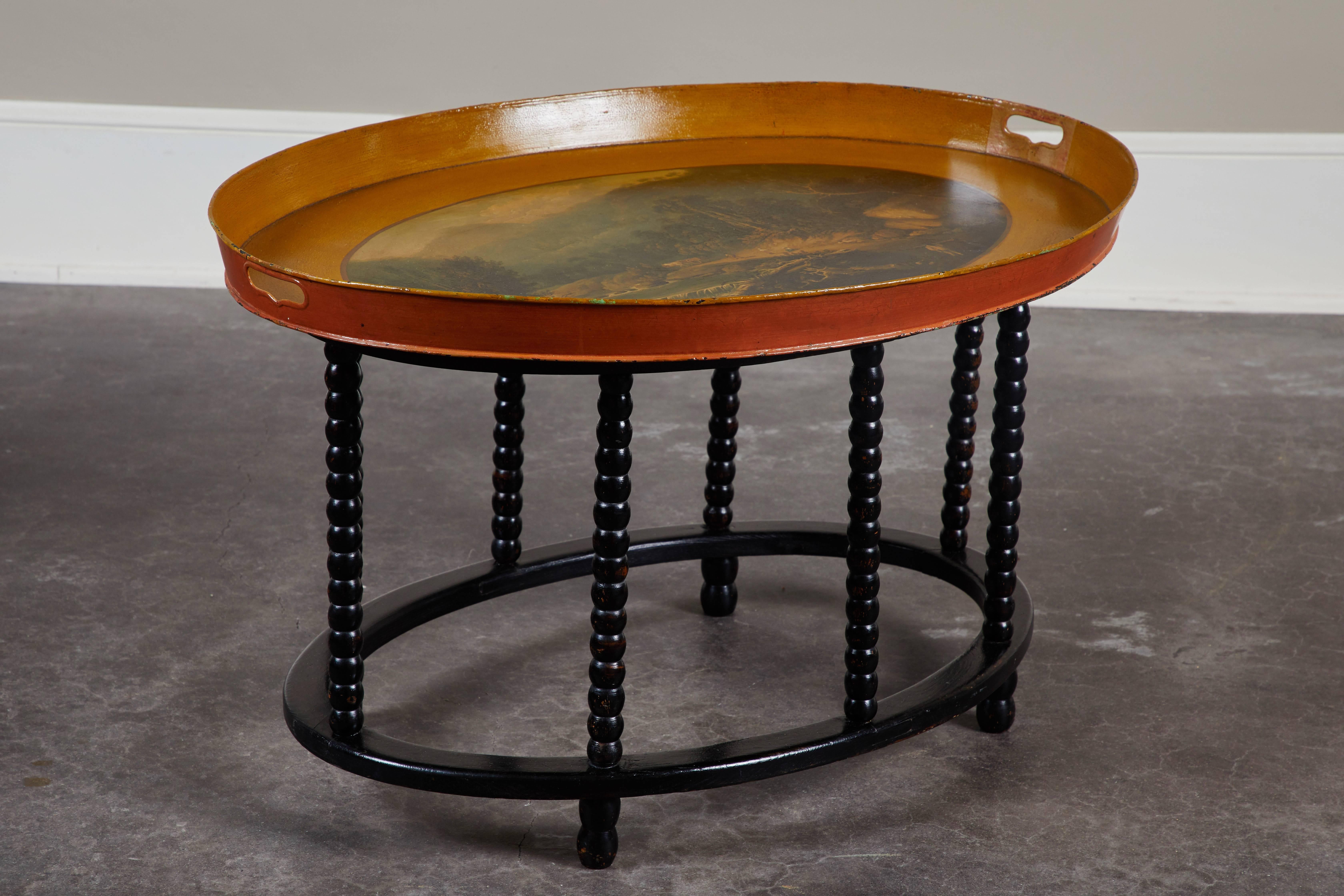 19th C. Danish Tole Tray Table 2