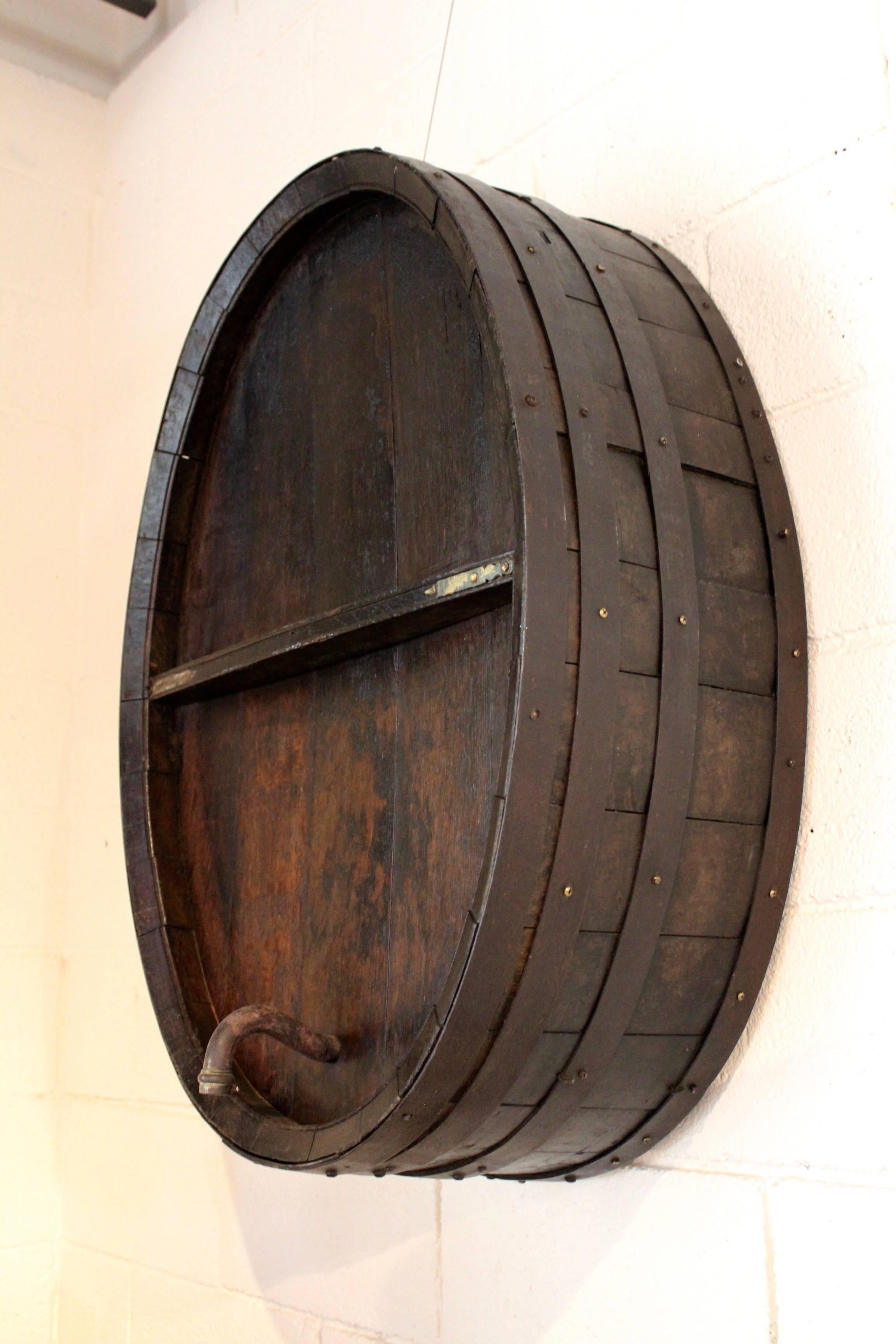Antique French Iron Banded Wine Barrel as Wall Decor, circa 1900 1