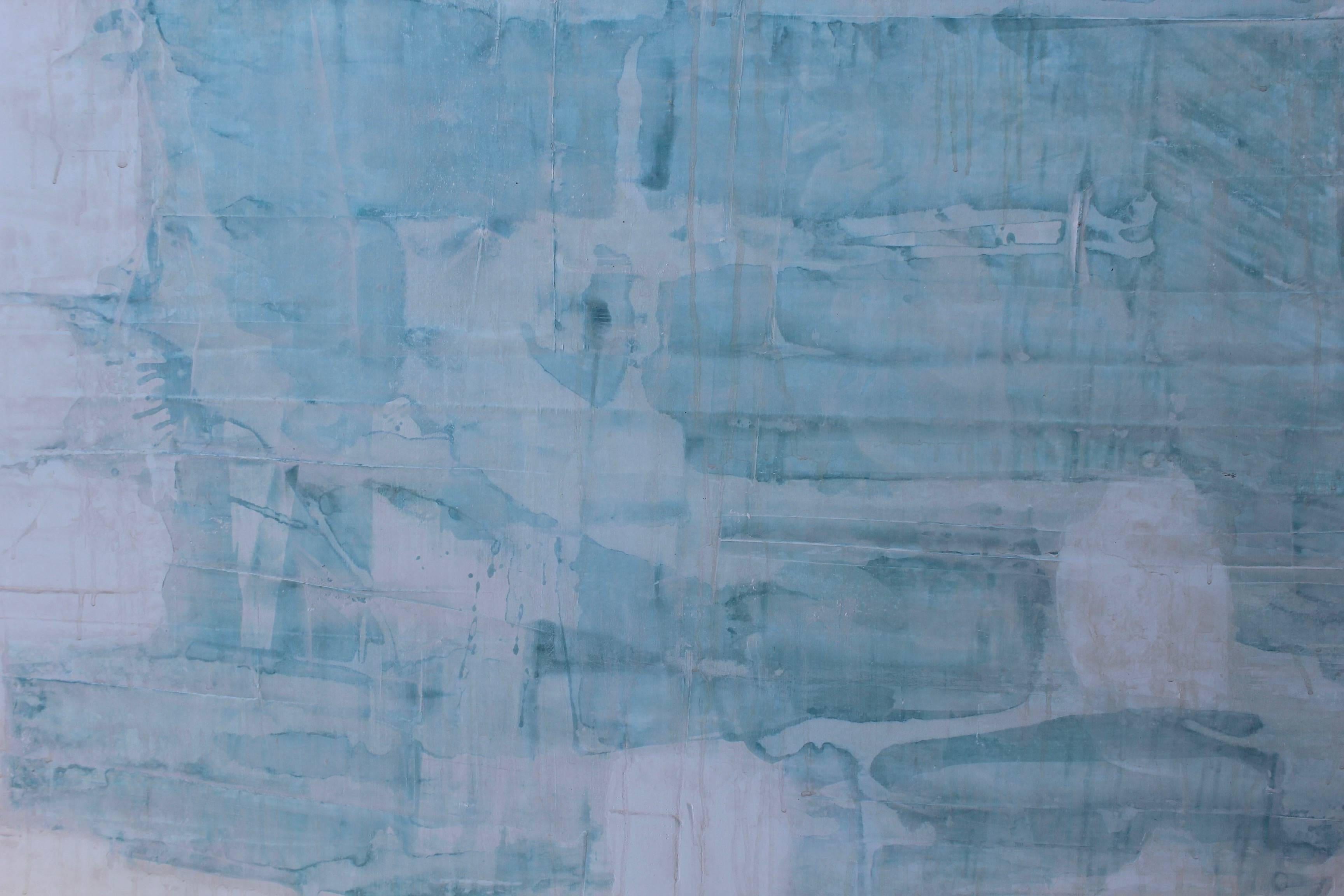 Contemporary Light Sea Blue Abstract Original Painting
