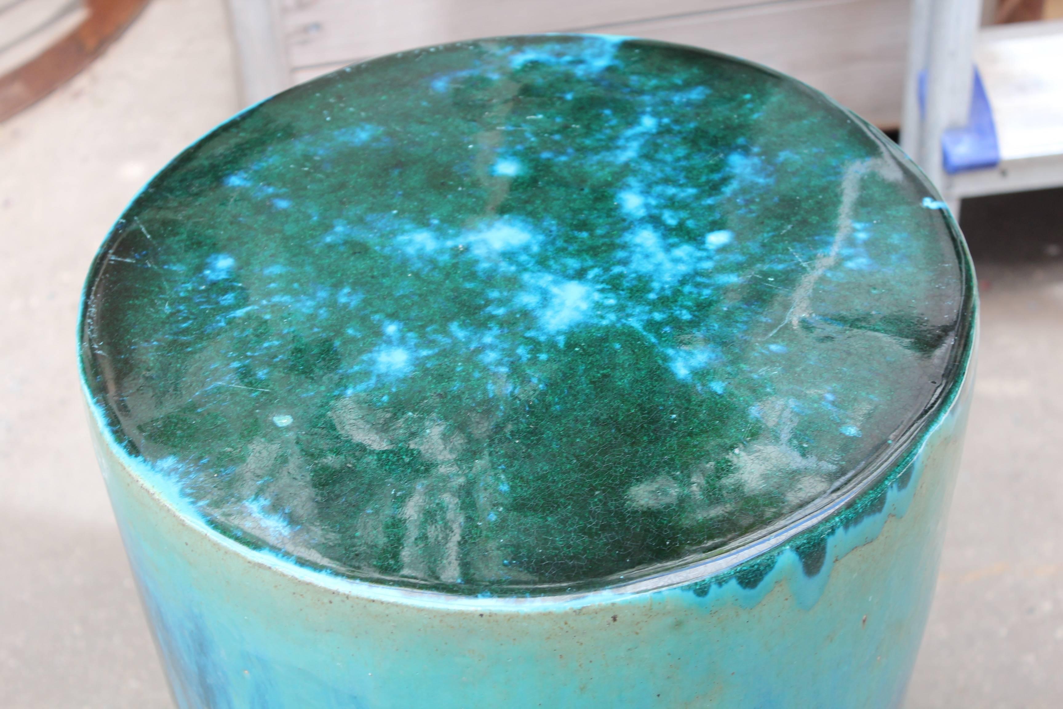 Other Green and Blue Dipped Glazed Ceramic Garden Stools