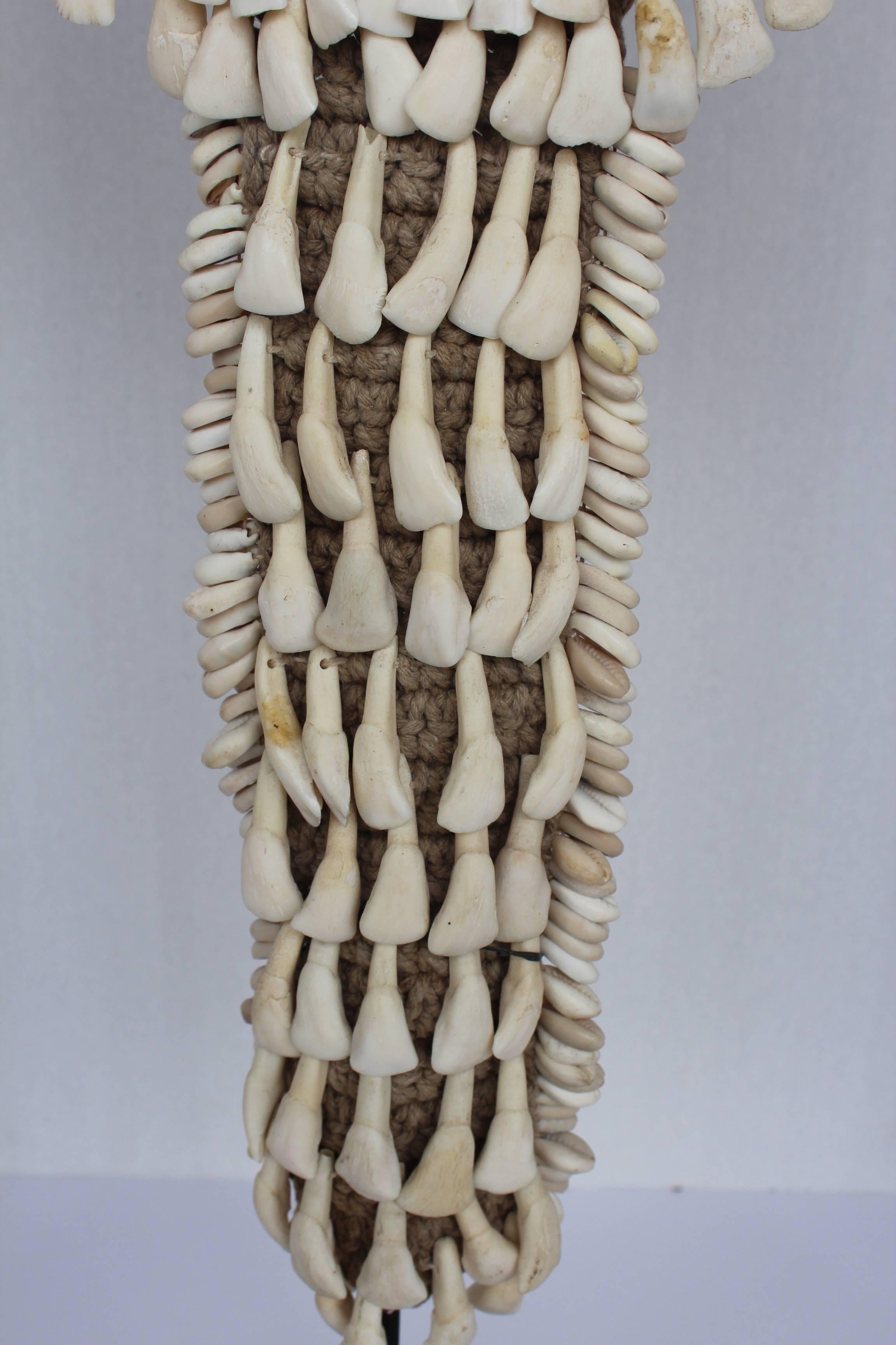 Bone Decorative Tribal Tooth Long Pendant Necklace on Stand