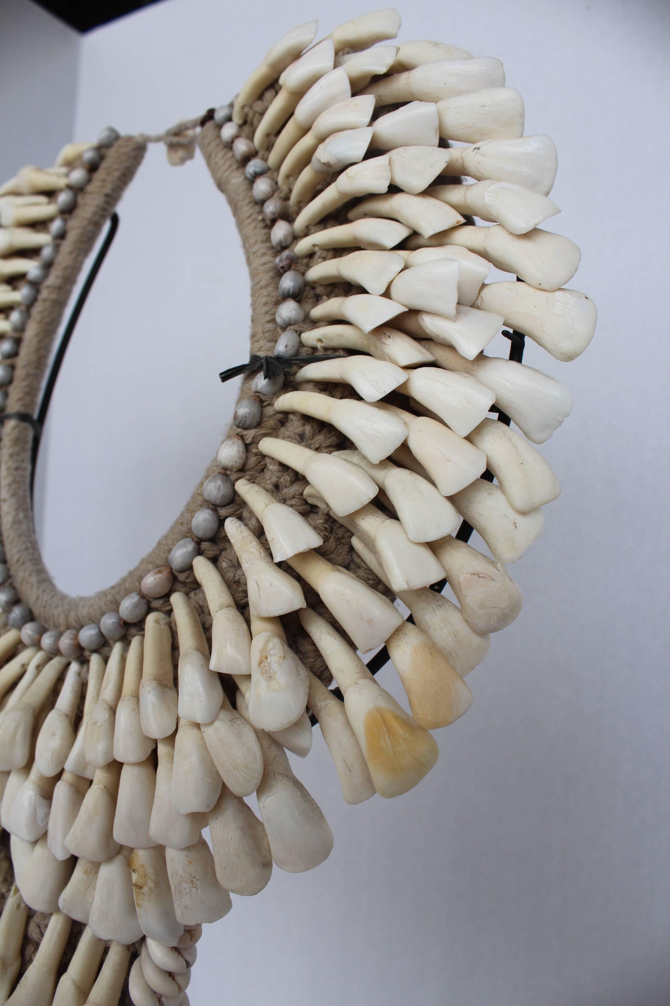 Decorative Tribal Tooth Long Pendant Necklace on Stand 1
