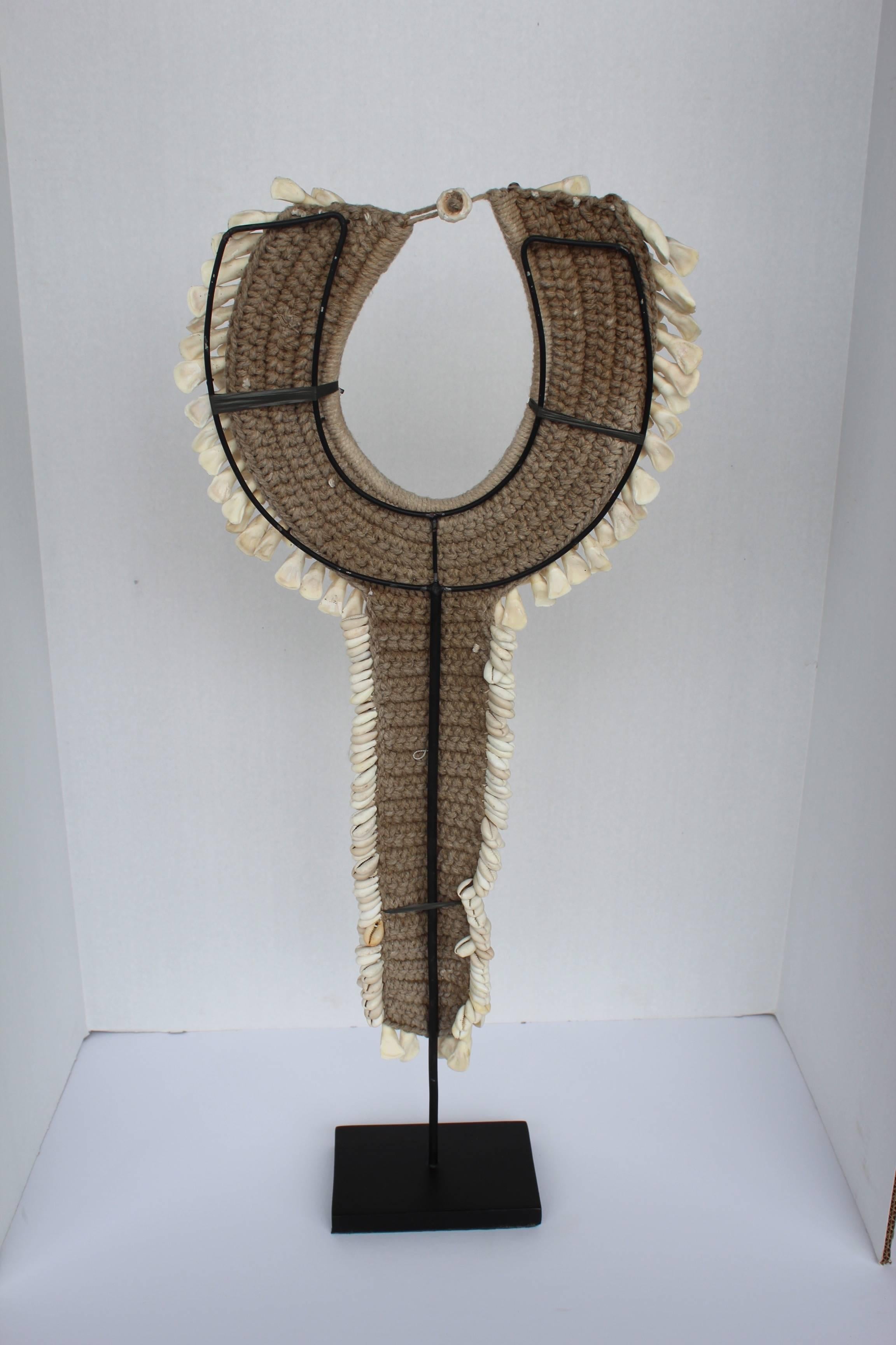 Decorative Tribal Tooth Long Pendant Necklace on Stand 2
