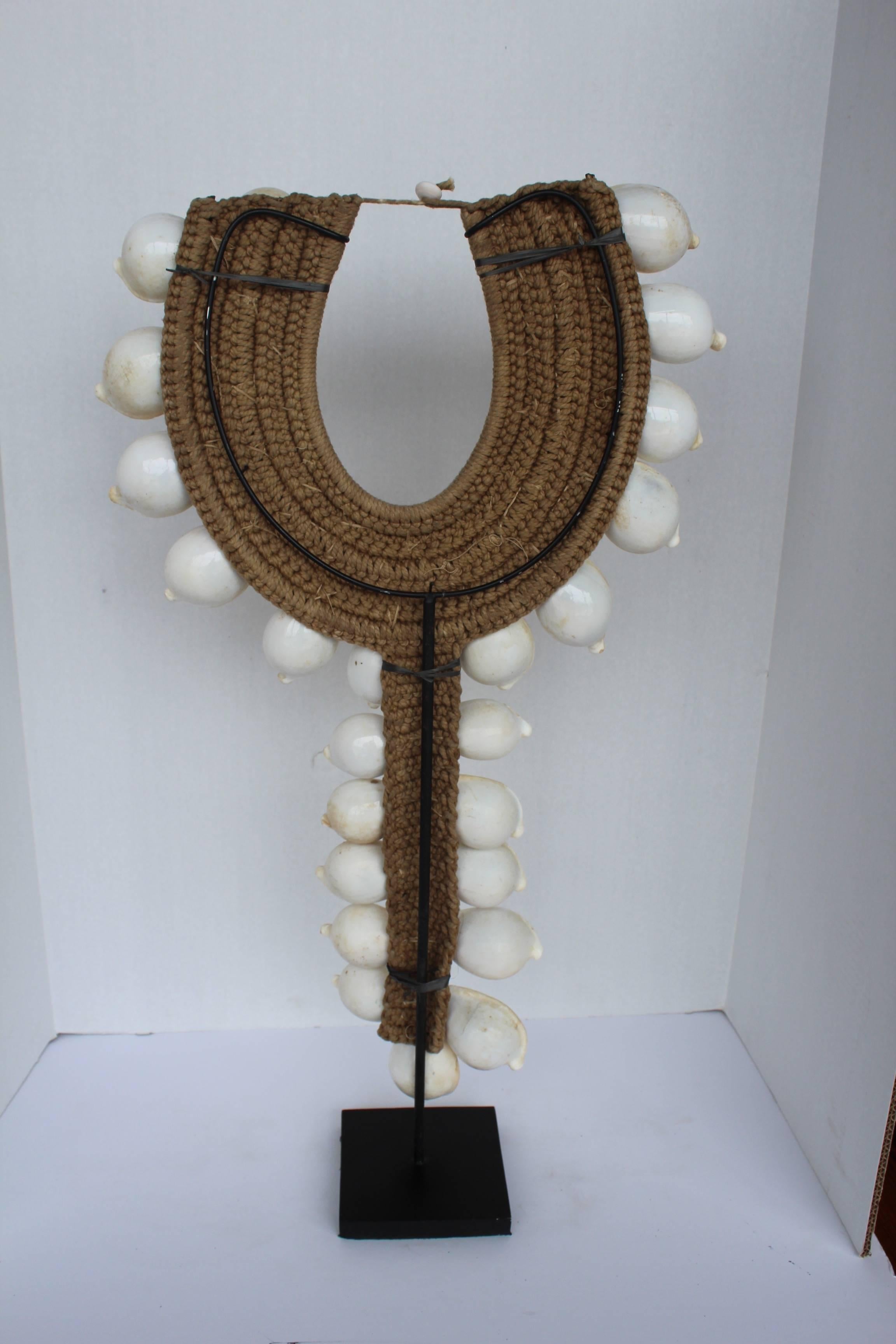 Decorative Tribal Necklace with Stand In Good Condition In Dallas, TX