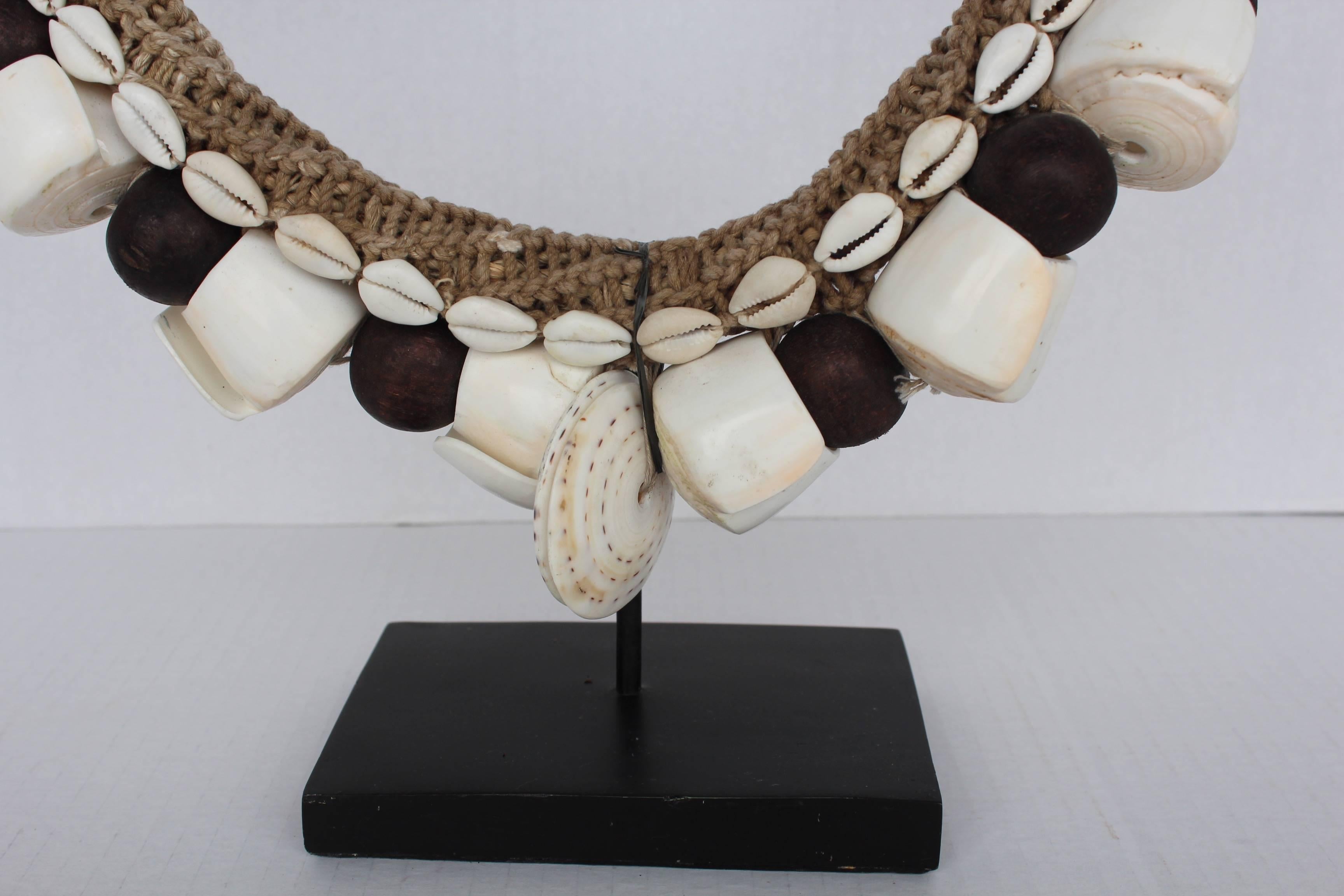 Mid-20th Century Authentic Tribal Pacific Necklace on Stand
