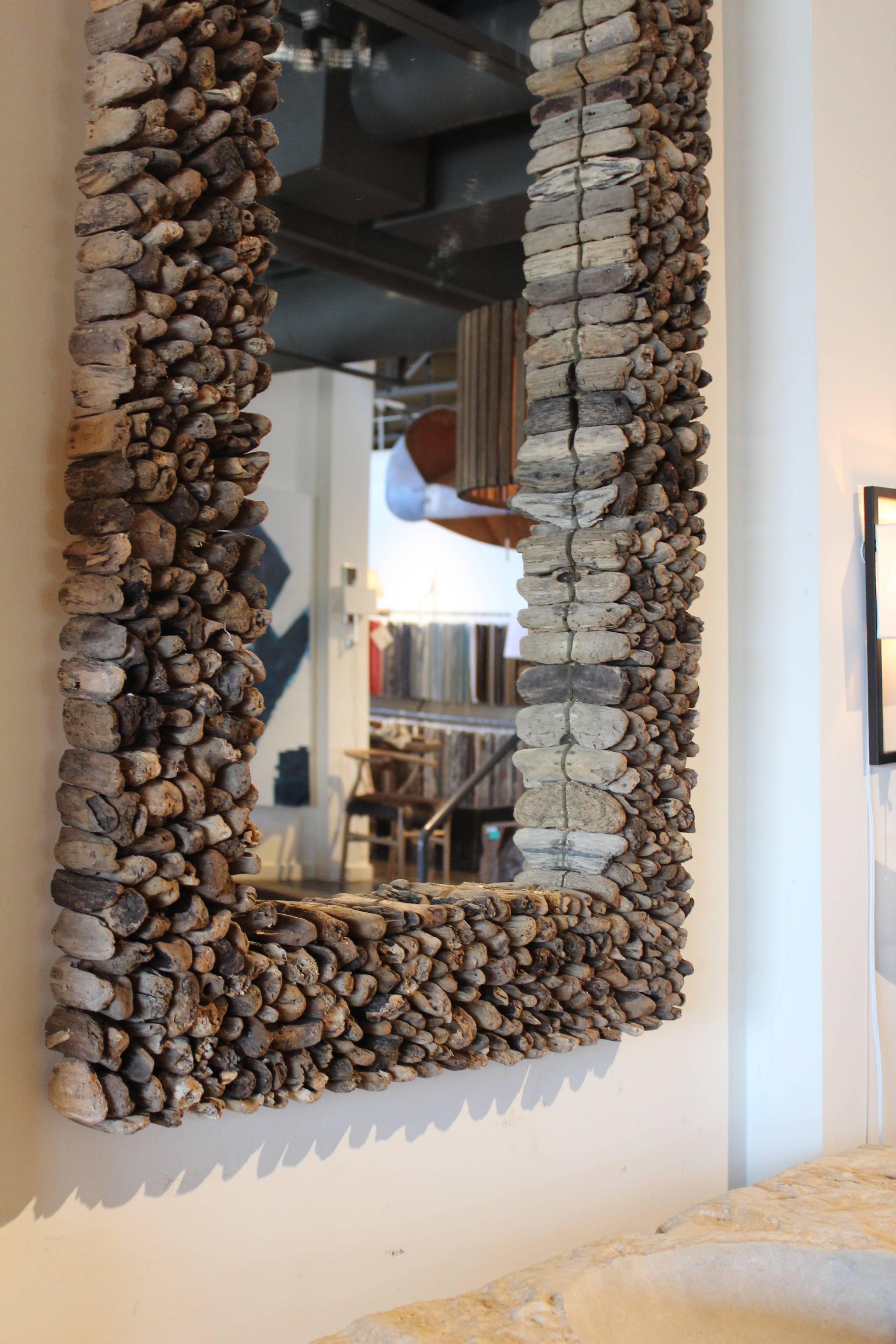 Organic Modern Teak Driftwood Wall Mirror