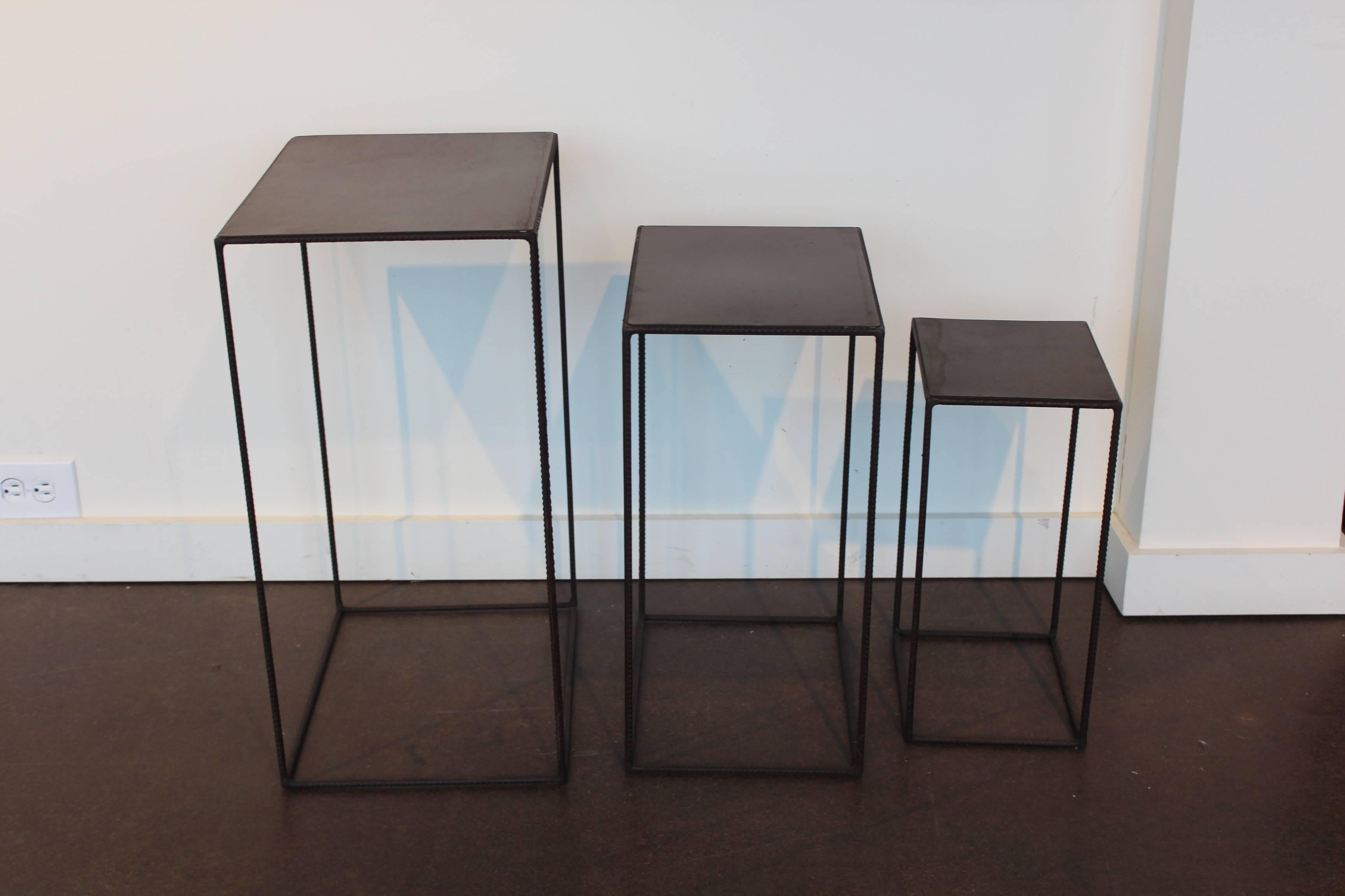 Pair of Three-Tier Industrial End Tables In Excellent Condition In Dallas, TX