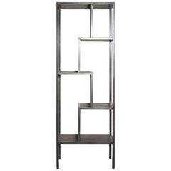 Geometric Offset Etagere, Wood and Steel Frame