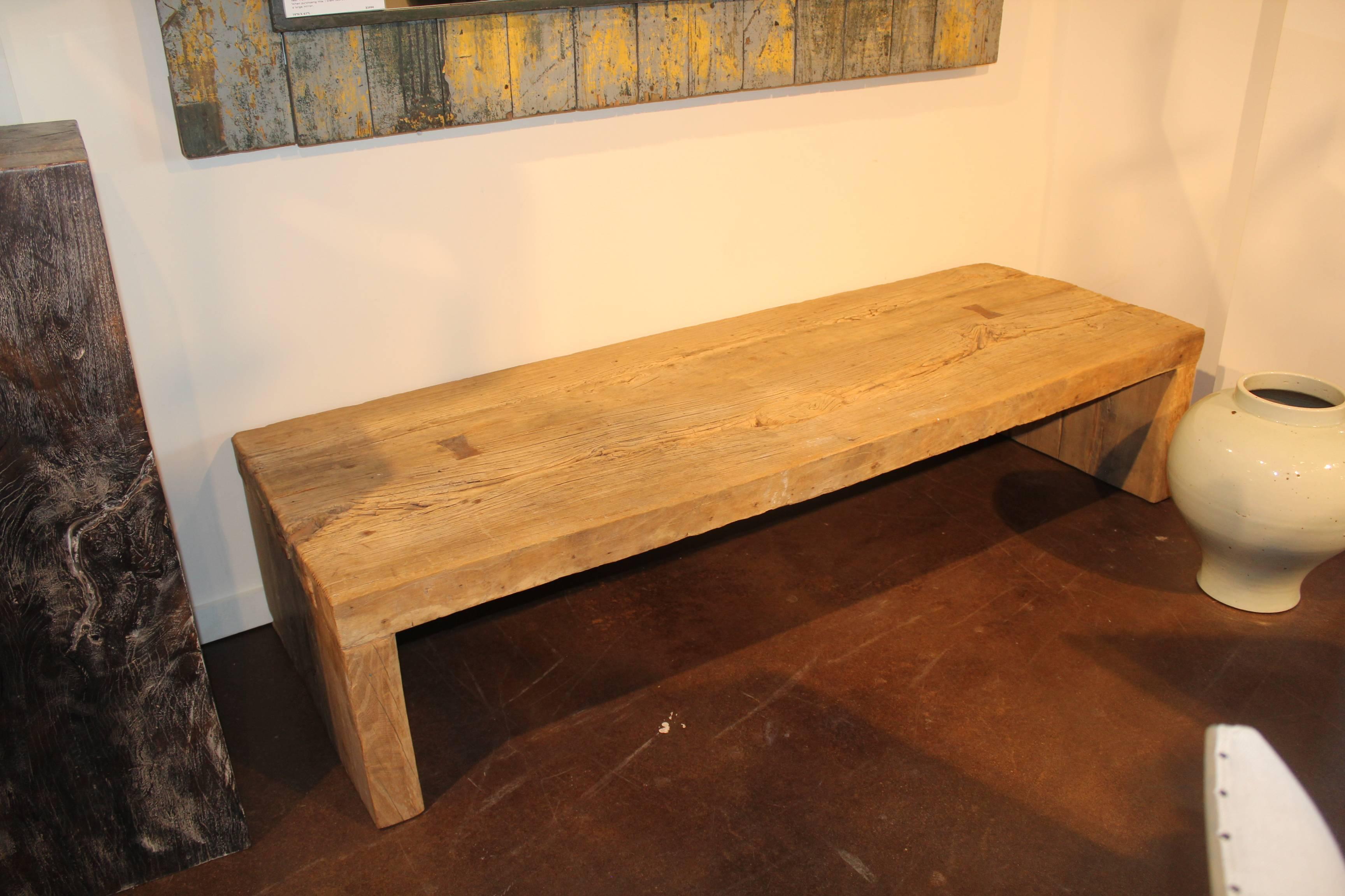 Modern Coffee Table in the Wabi Sabi Aesthetic, Made from Reclaimed Elm