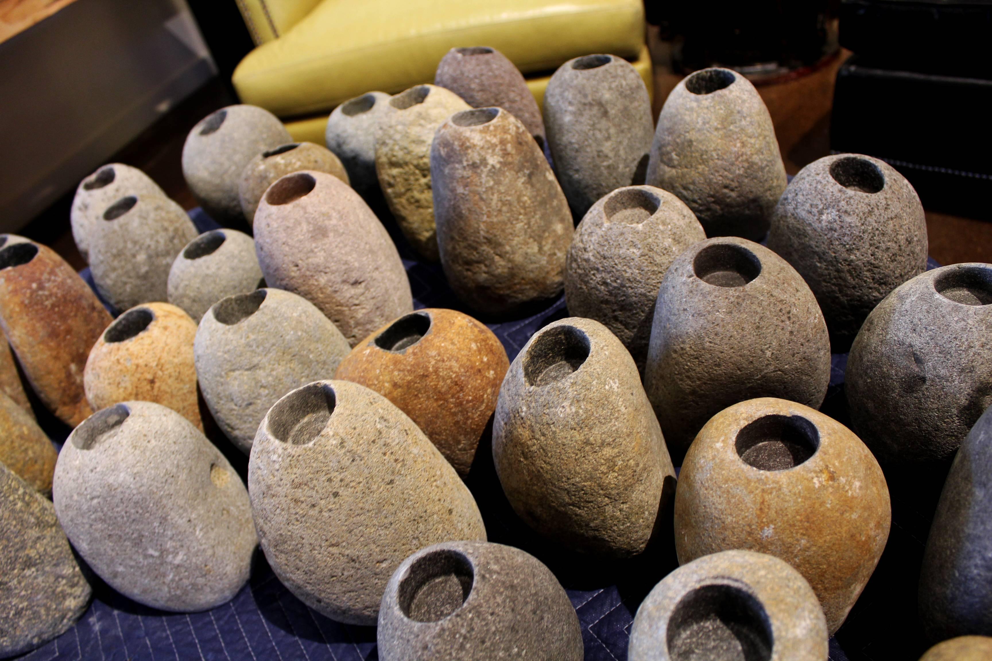 Collection of River Rock Candle Holders 1