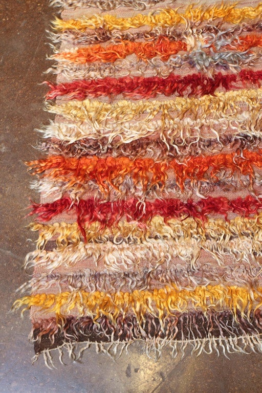 Vintage Vibrant Color Turkish Tulu Shaggy Runner 1