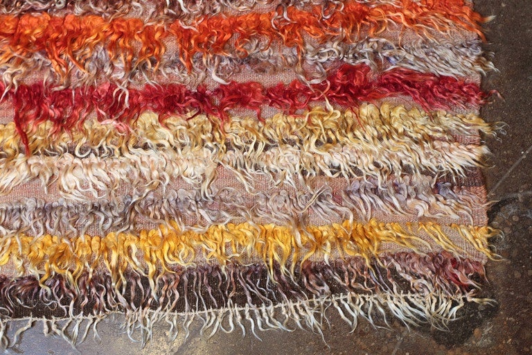 Vintage Vibrant Color Turkish Tulu Shaggy Runner 2