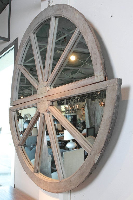 Large Wooden Window Frame as Wall Mirror , Circa 1870 1
