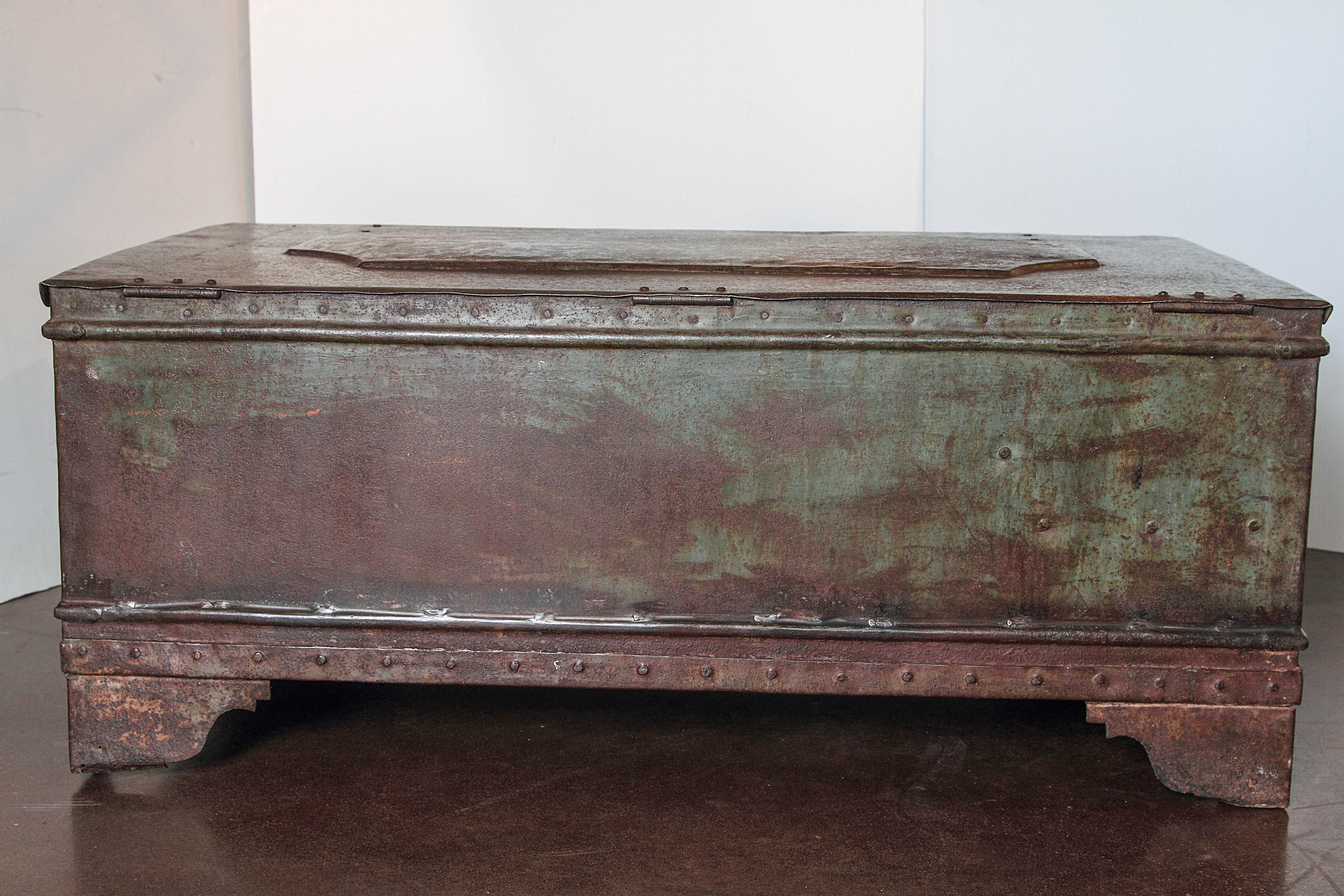 Iron British Colonial Industrial Storage Box as Coffee Table 