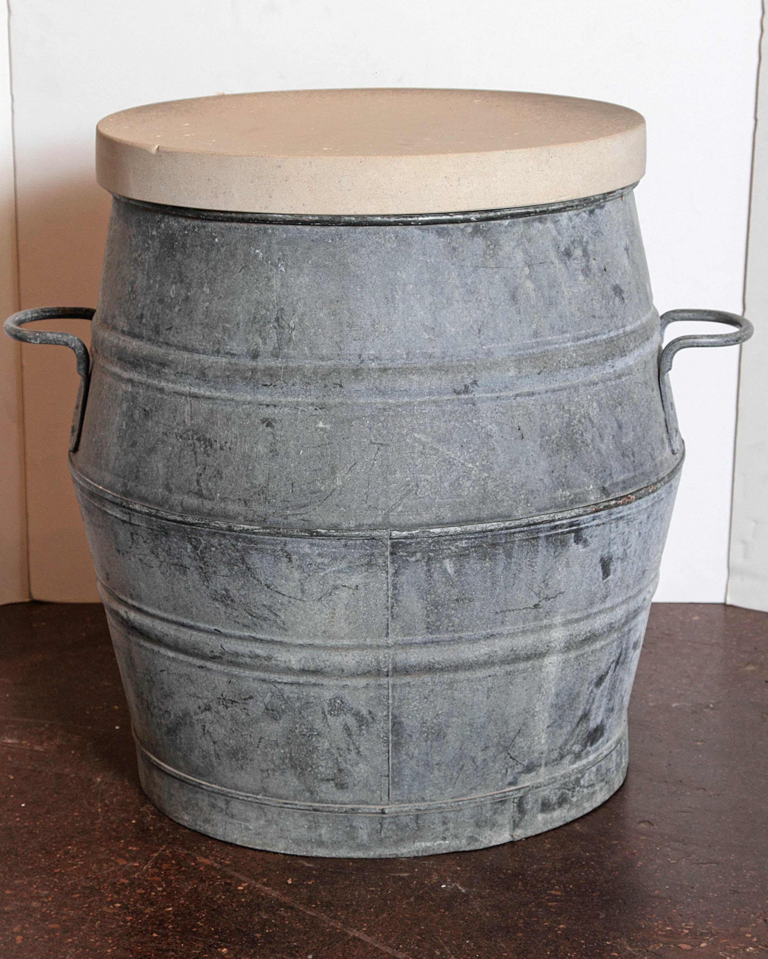 Galvanized Vintage Dolly Tub Barrel Side Table
2