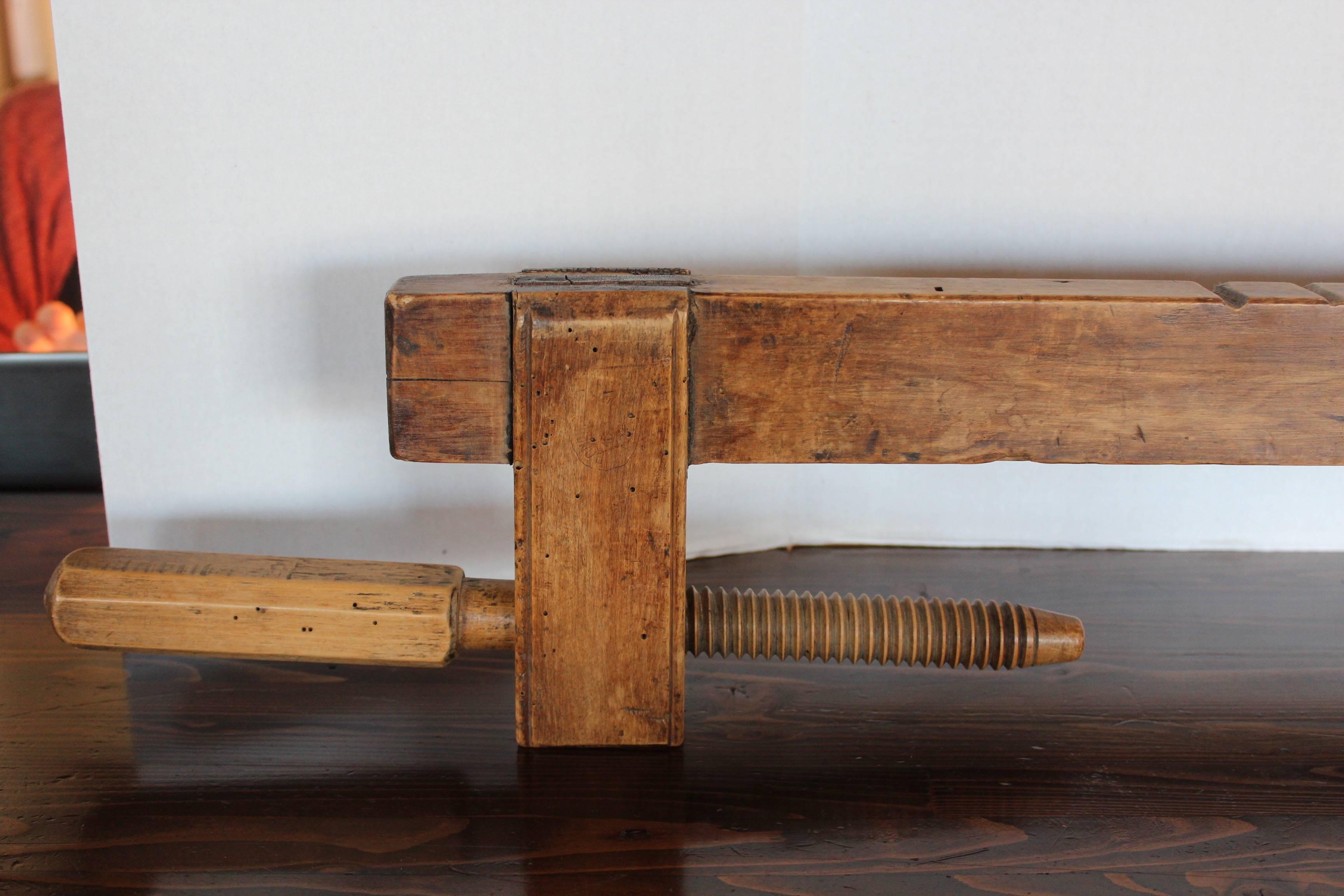 French Tradesman Woodwork Clamp as Decor  In Good Condition In Dallas, TX