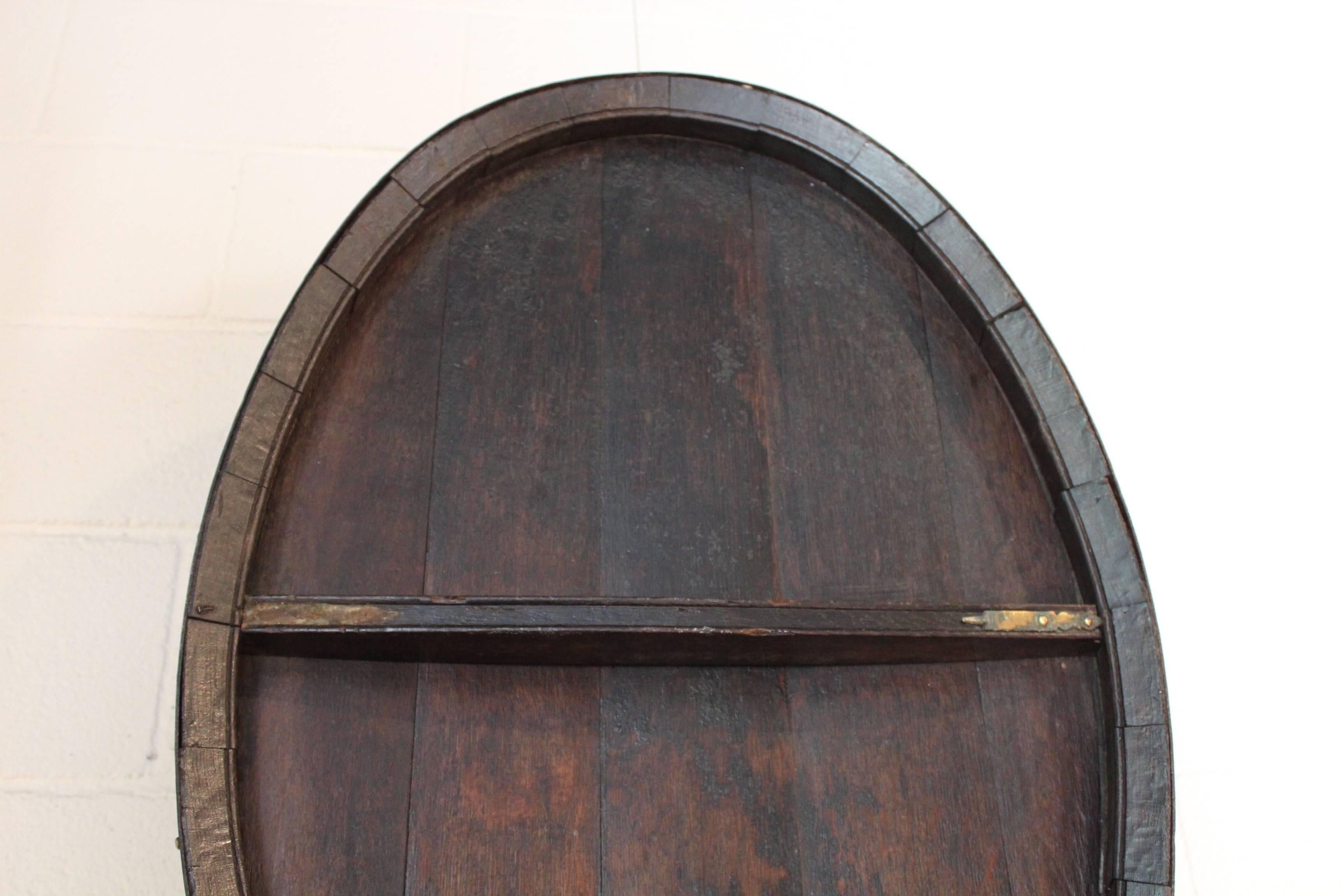 Antique French Iron Banded Wine Barrel as Wall Decor, circa 1900 In Good Condition In Dallas, TX