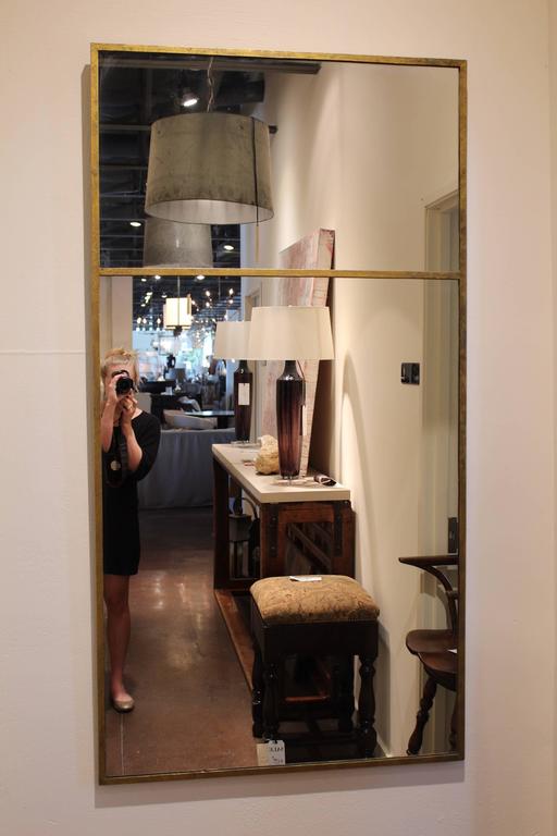 Long Vertical Gold Wall Mirror at 1stDibs
