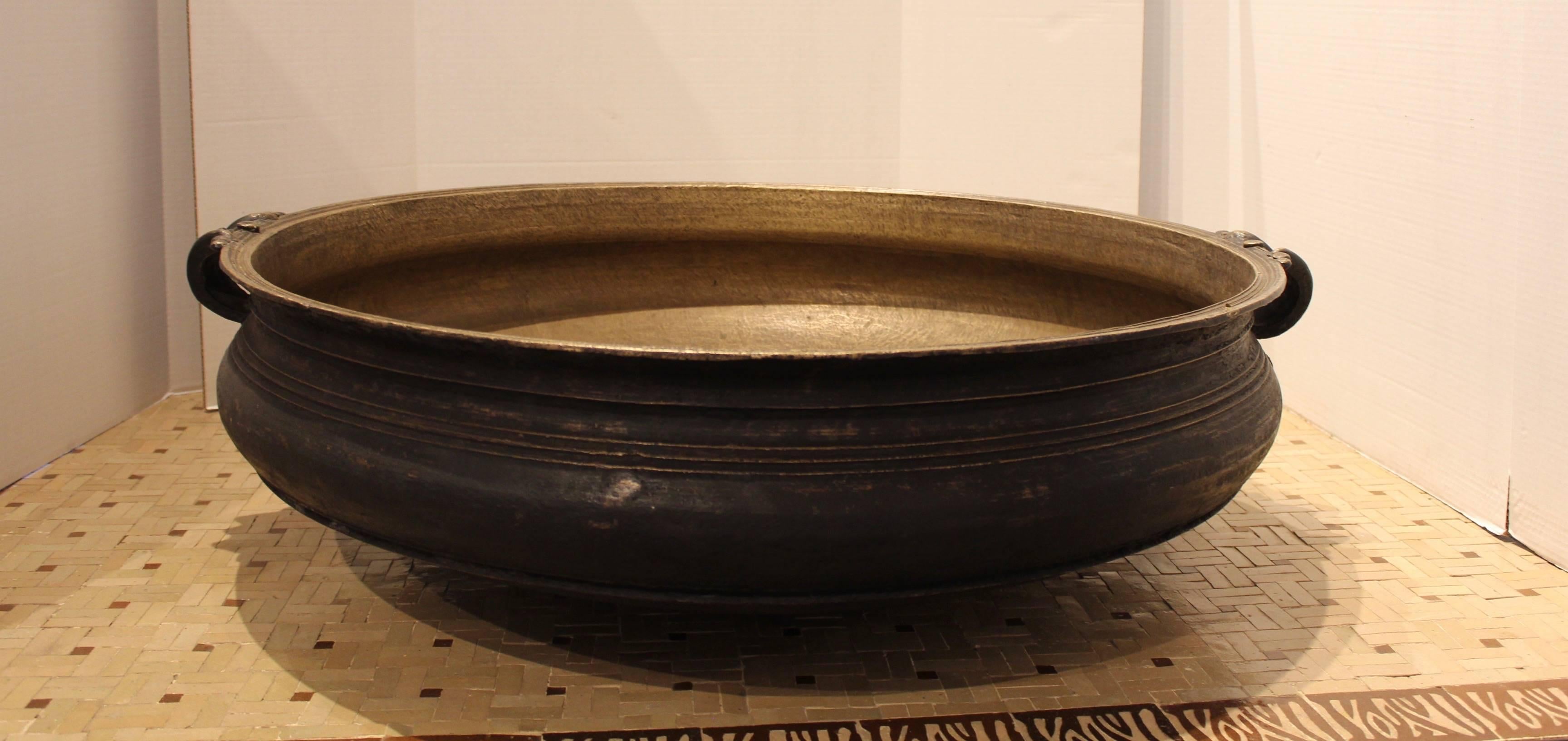 20th Century Antique Cast Bronze Urli Bowl, Southern India