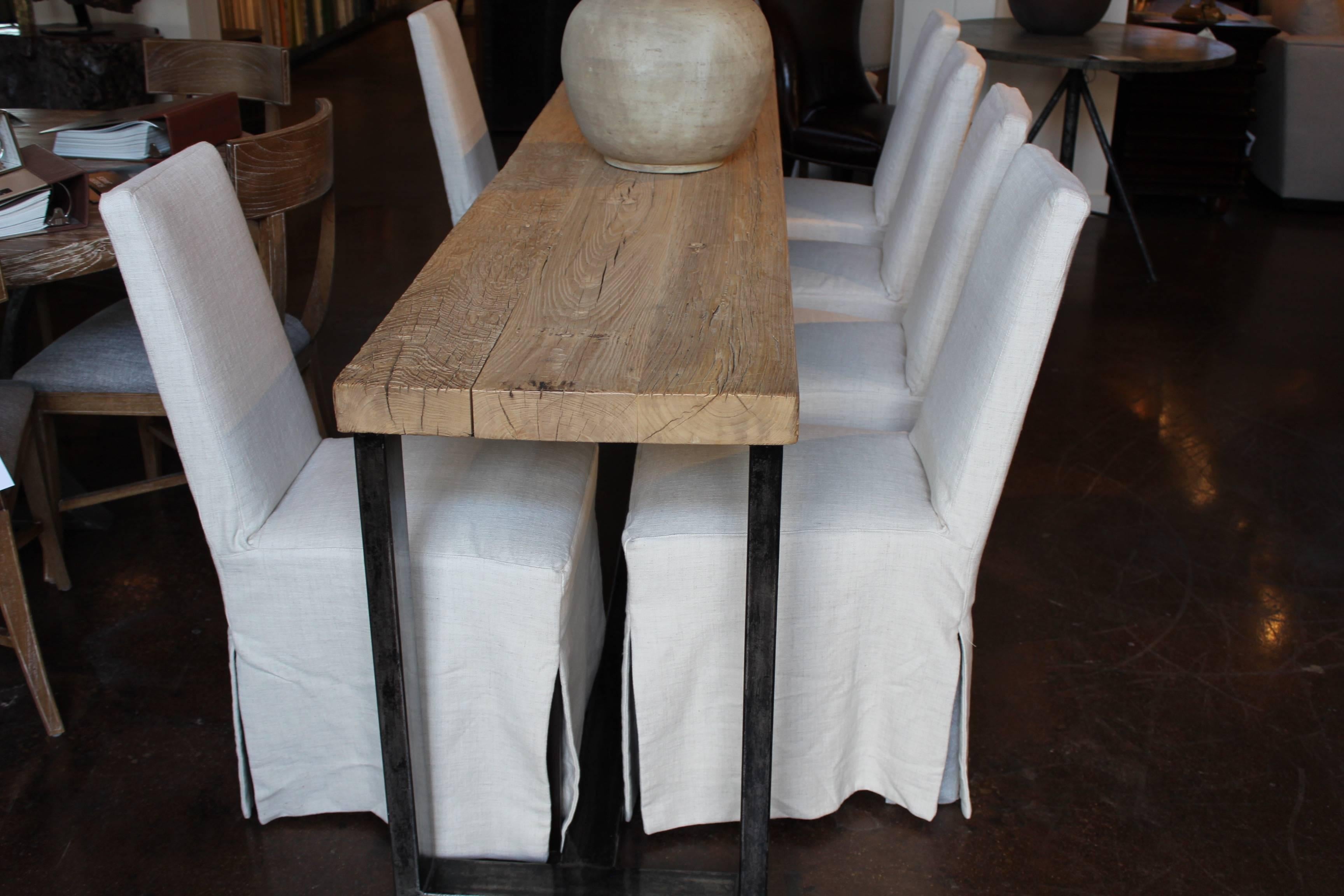 white slipcover dining chair