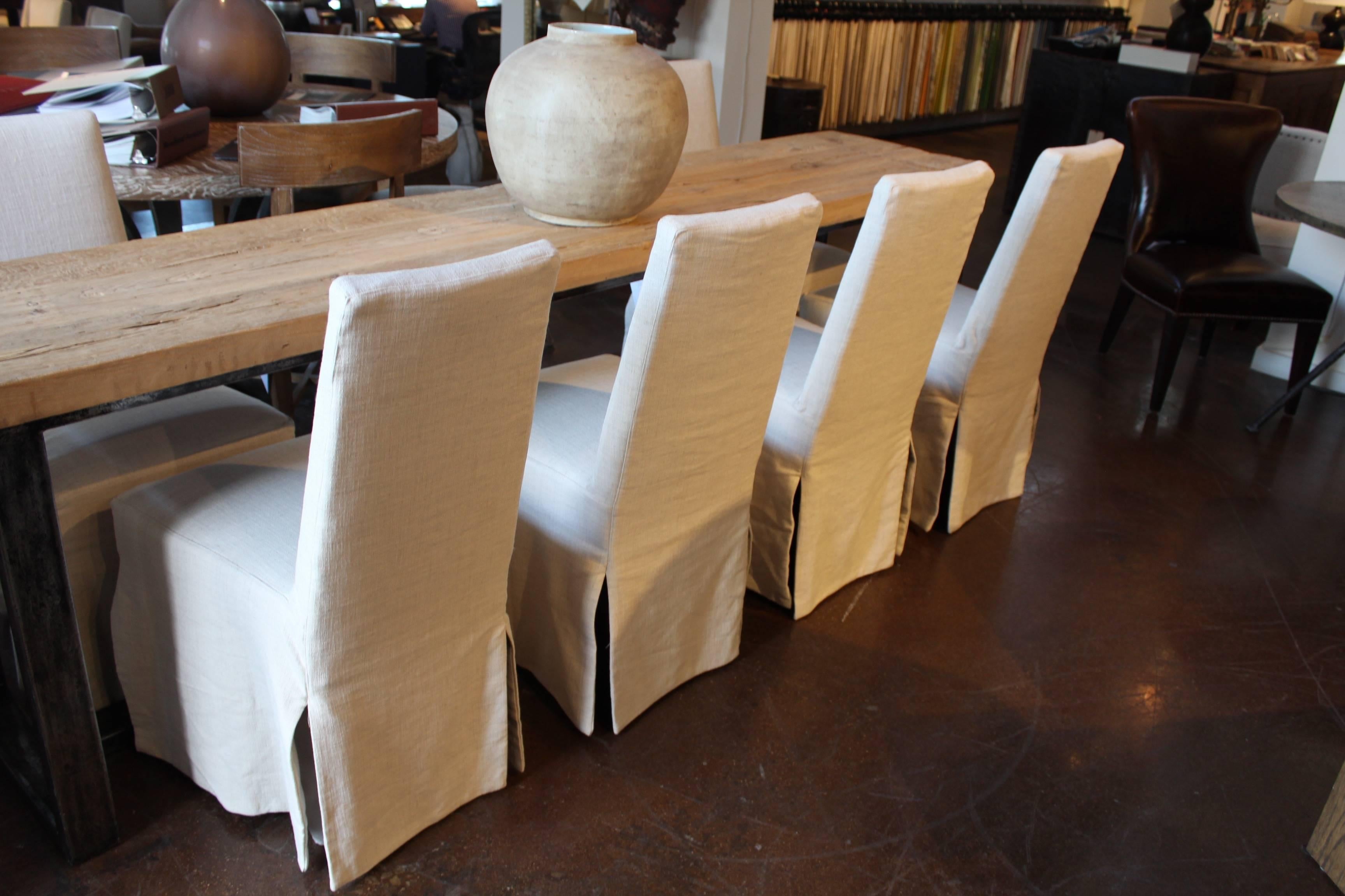 American White Slip Cover Dining Chairs