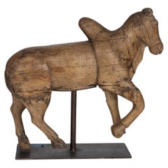 Vintage Elm Carousel Horse on Stand