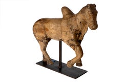 Vintage Elm Carousel Horse on Stand