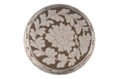 Beige and White Floral Motif Glazed Garden Stool