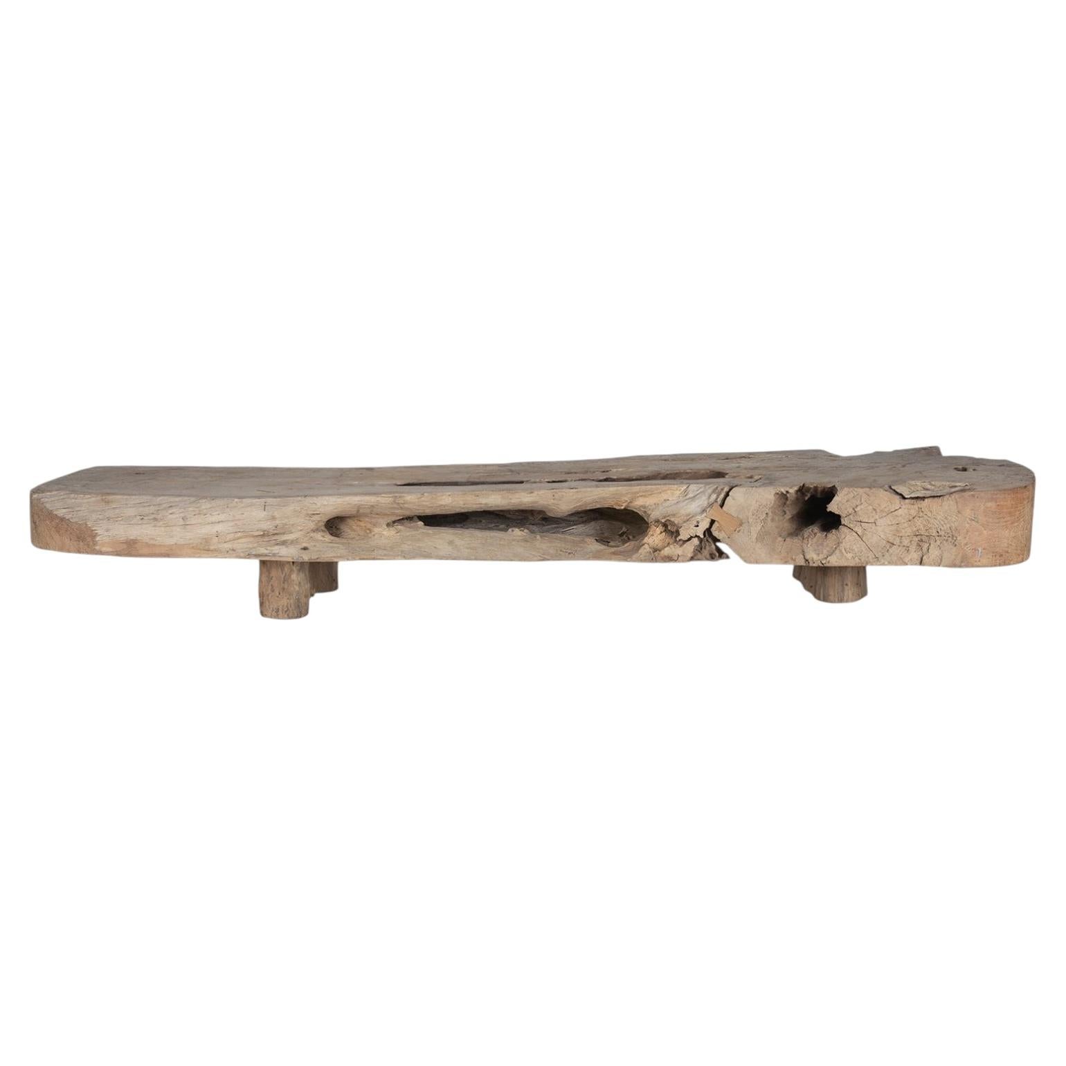 Table basse ou banc monumental en bois de teck bio en vente