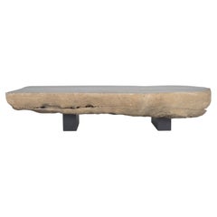 River Stone Coffee Table on Steel Base