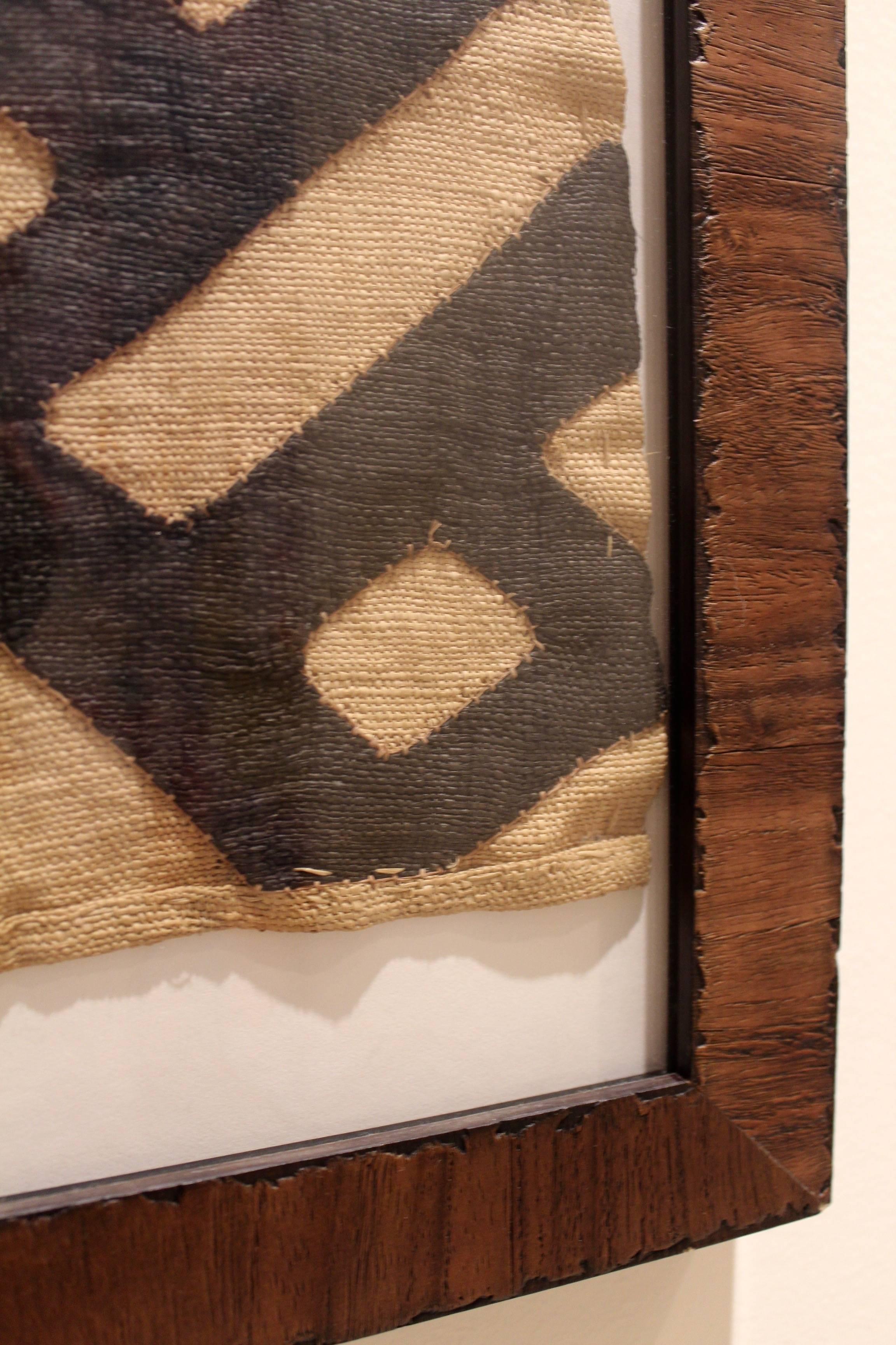 Congolese Midcentury Framed African Tribal Kuba Cloth