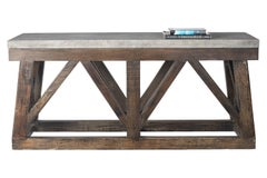 Architectural Console Table with Azul Valverde Limestone Top