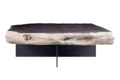 Polished Belgian Blue Stone Coffee Table on Modern Steel Base