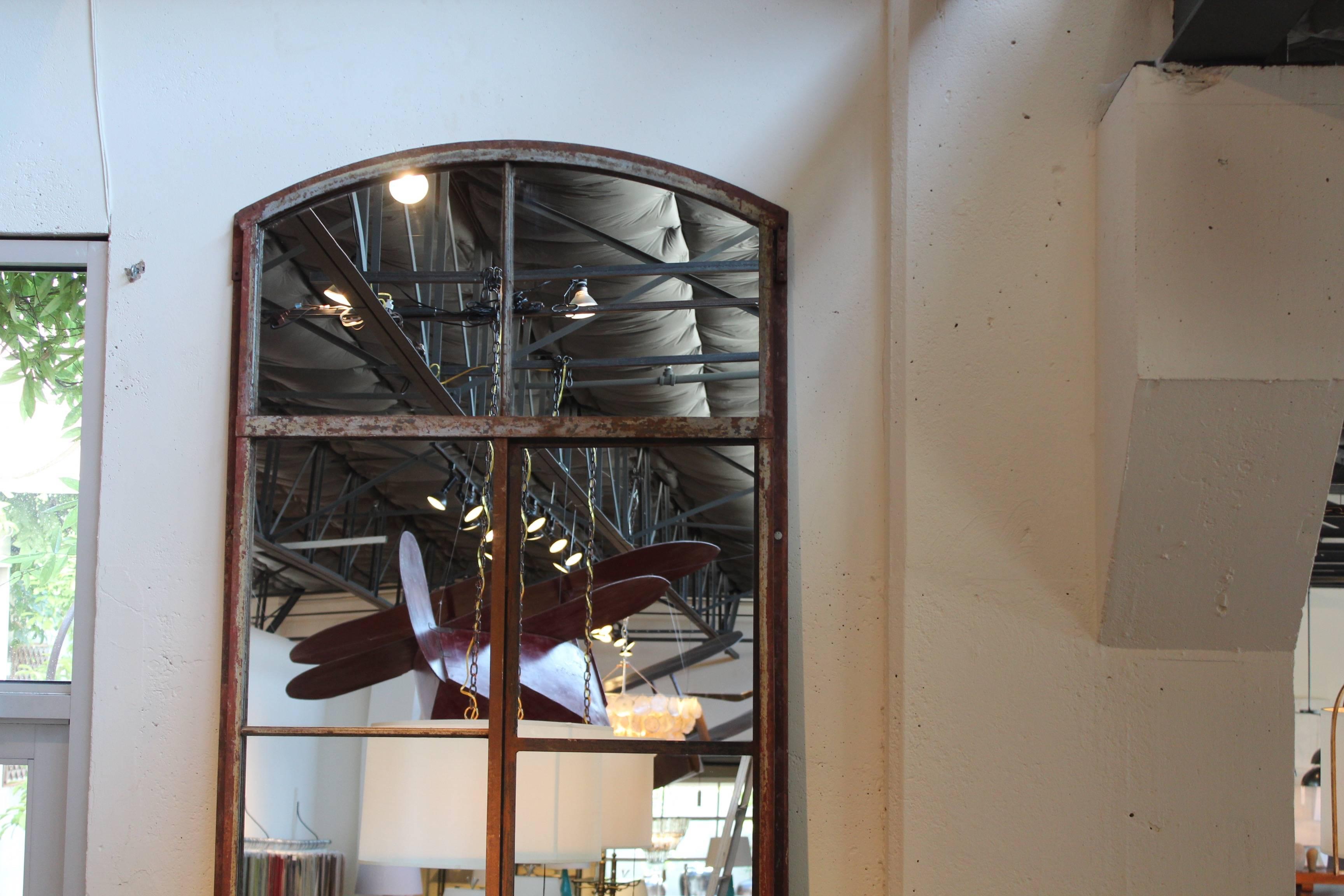Tall Arch Industrial Window Frame Floor Mirrors 1