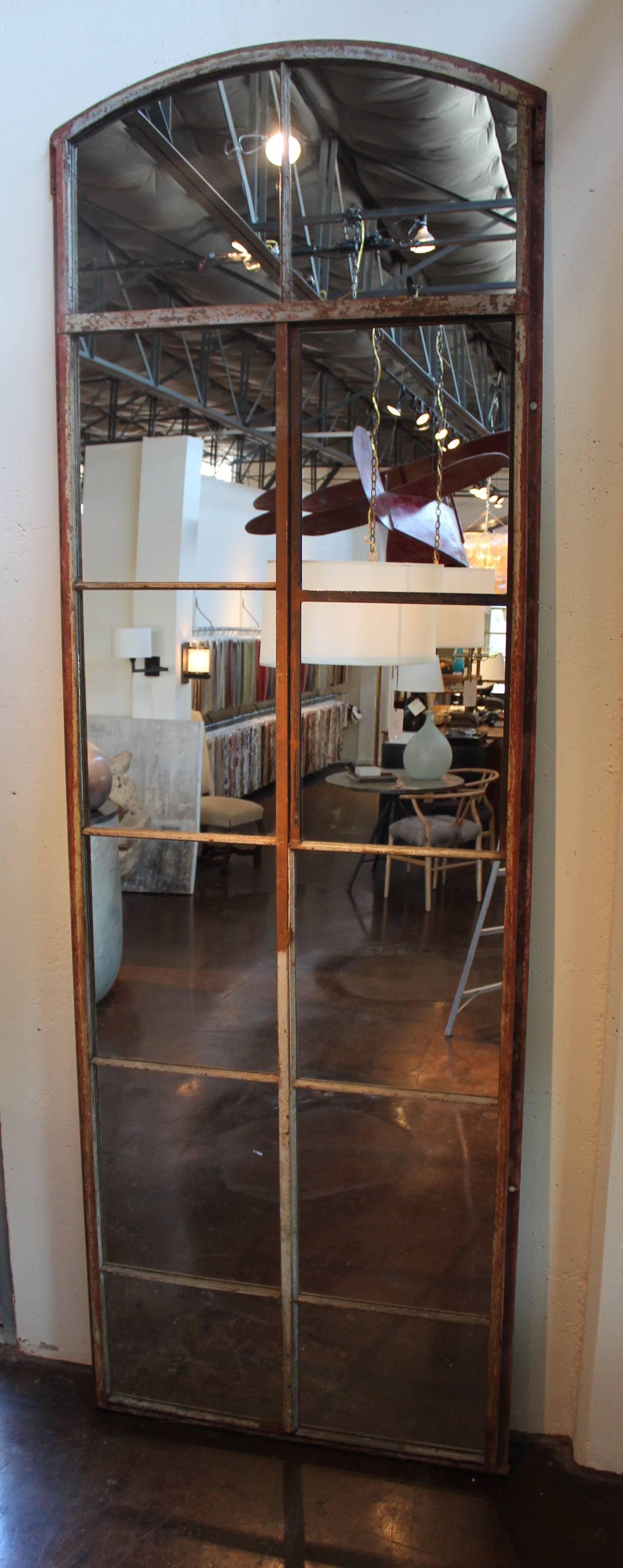 Tall Arch Industrial Window Frame Floor Mirrors 4