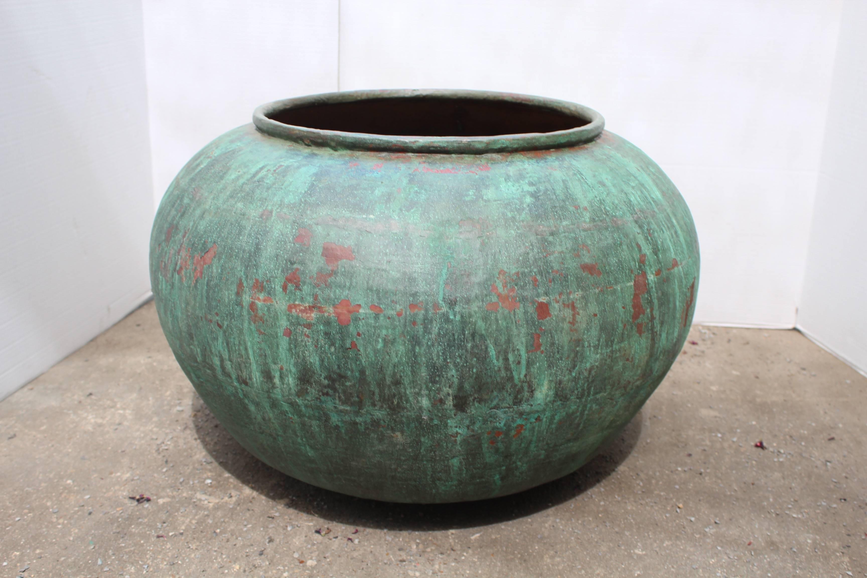 South Asian Antique Verdigris Copper Jars