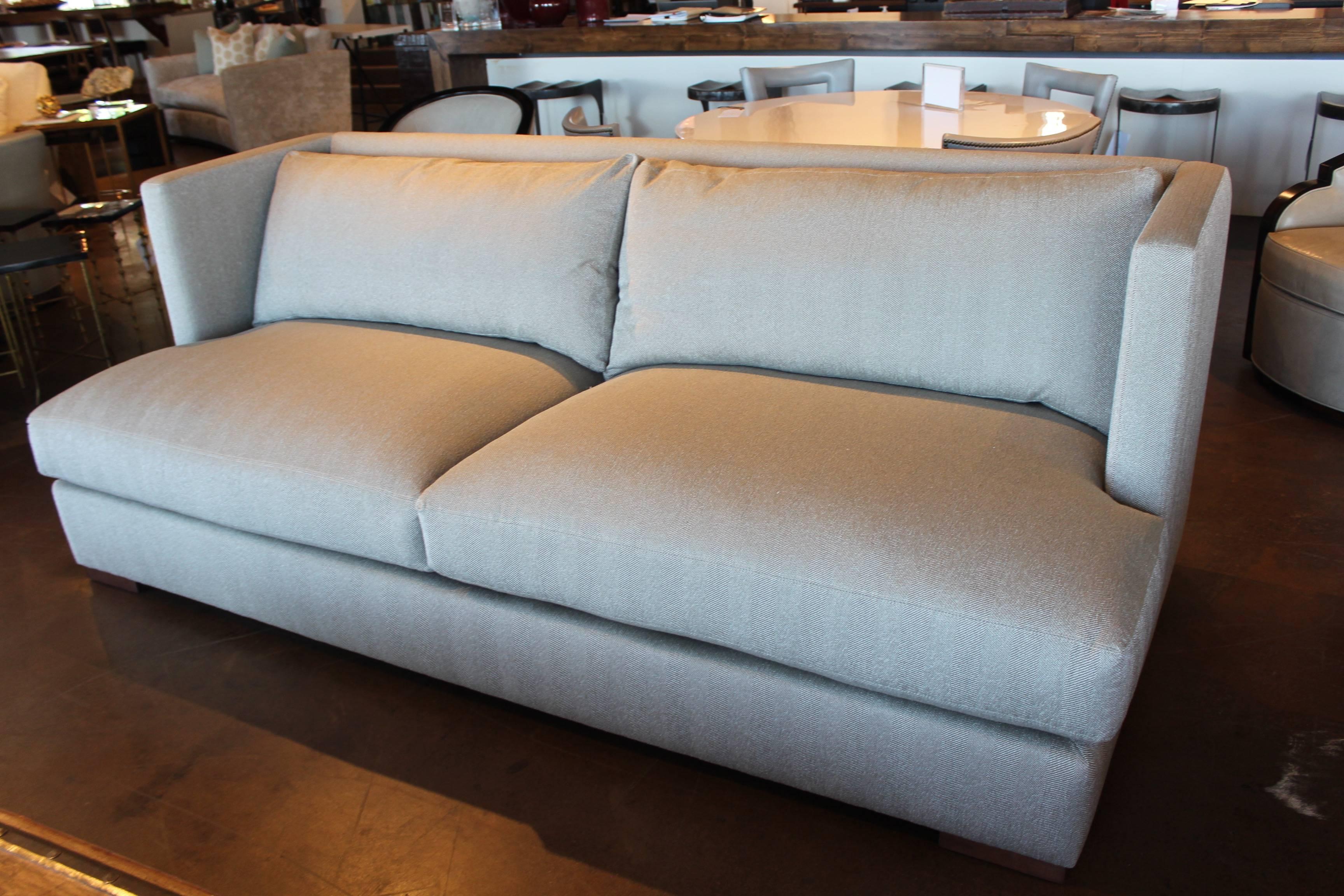 Modern High Back Grey Sofa In Good Condition In Dallas, TX